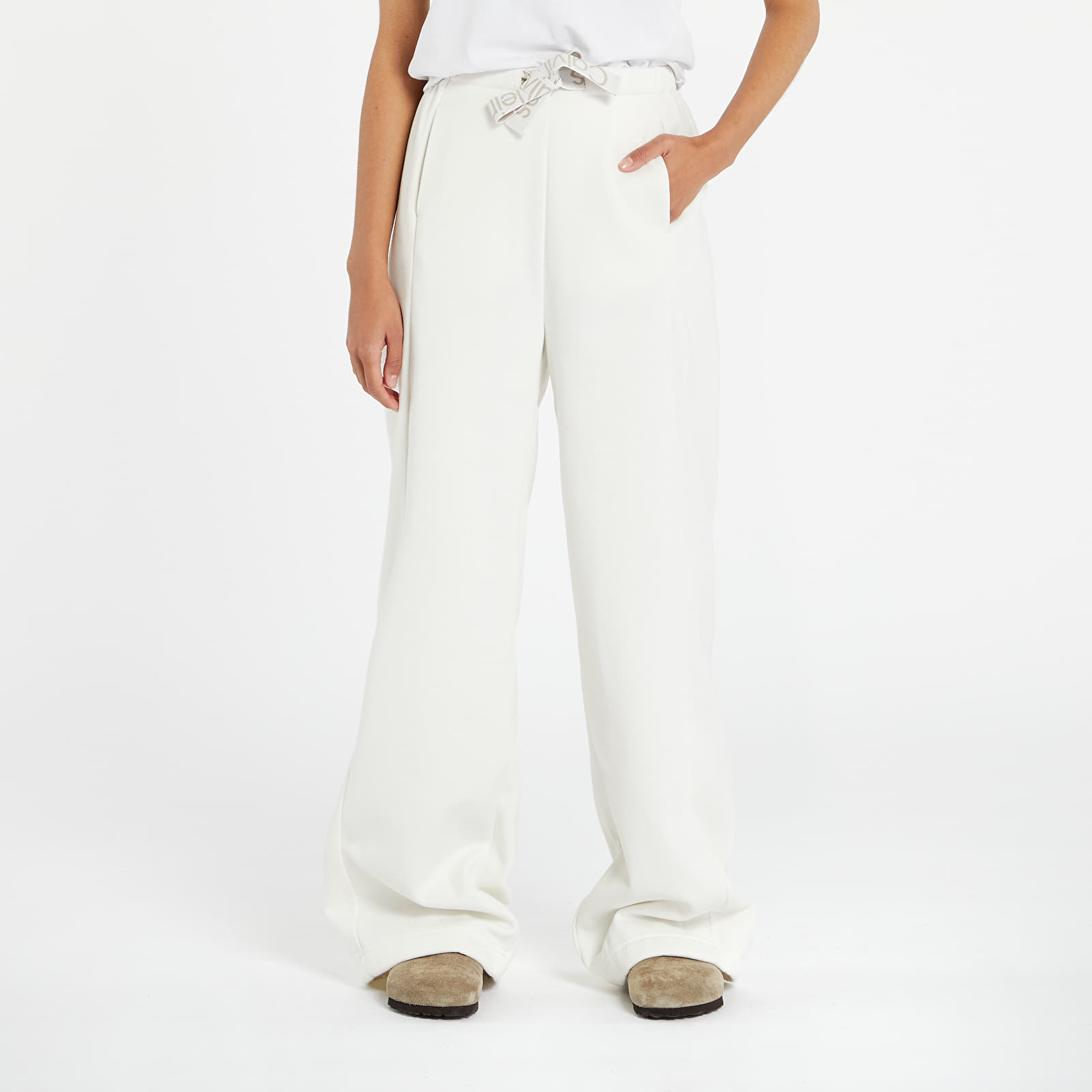 Calvin Klein - jeans tape wide leg jogger pants white