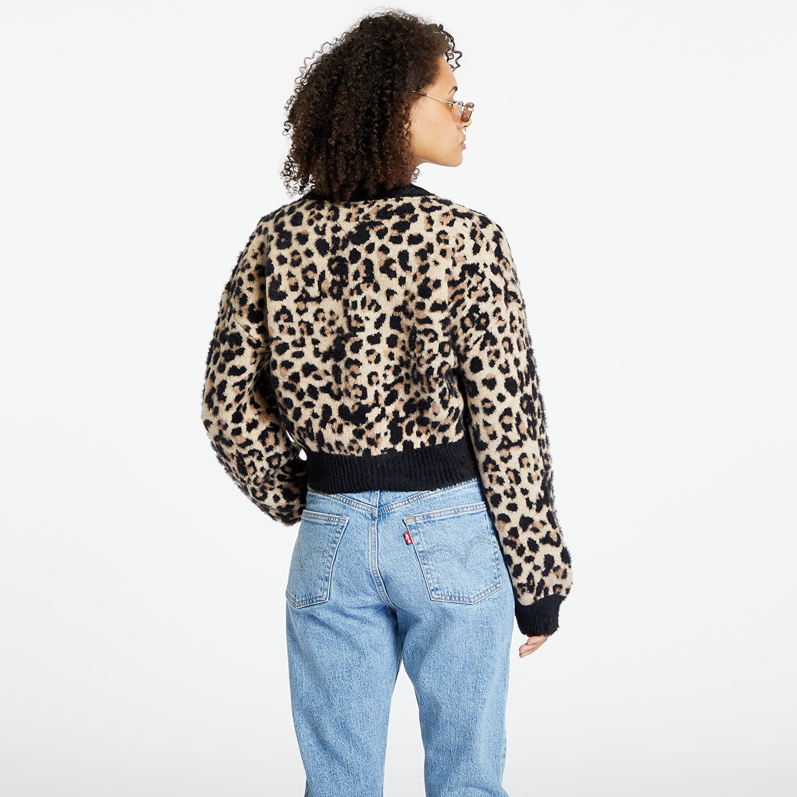 Svetry Tommy Jeans Leopard Cardigan Beige
