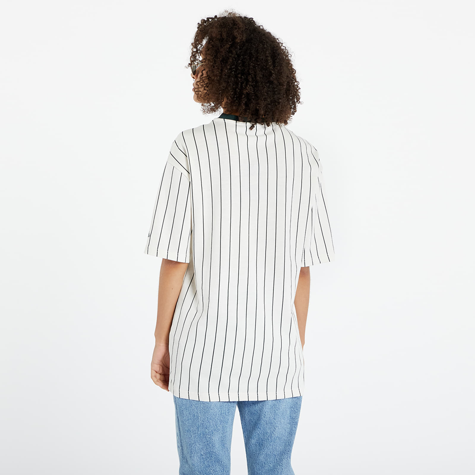 Koszulki New Era Heritage Pinstripe Oversized Tee UNISEX  Off White/ Dark Green