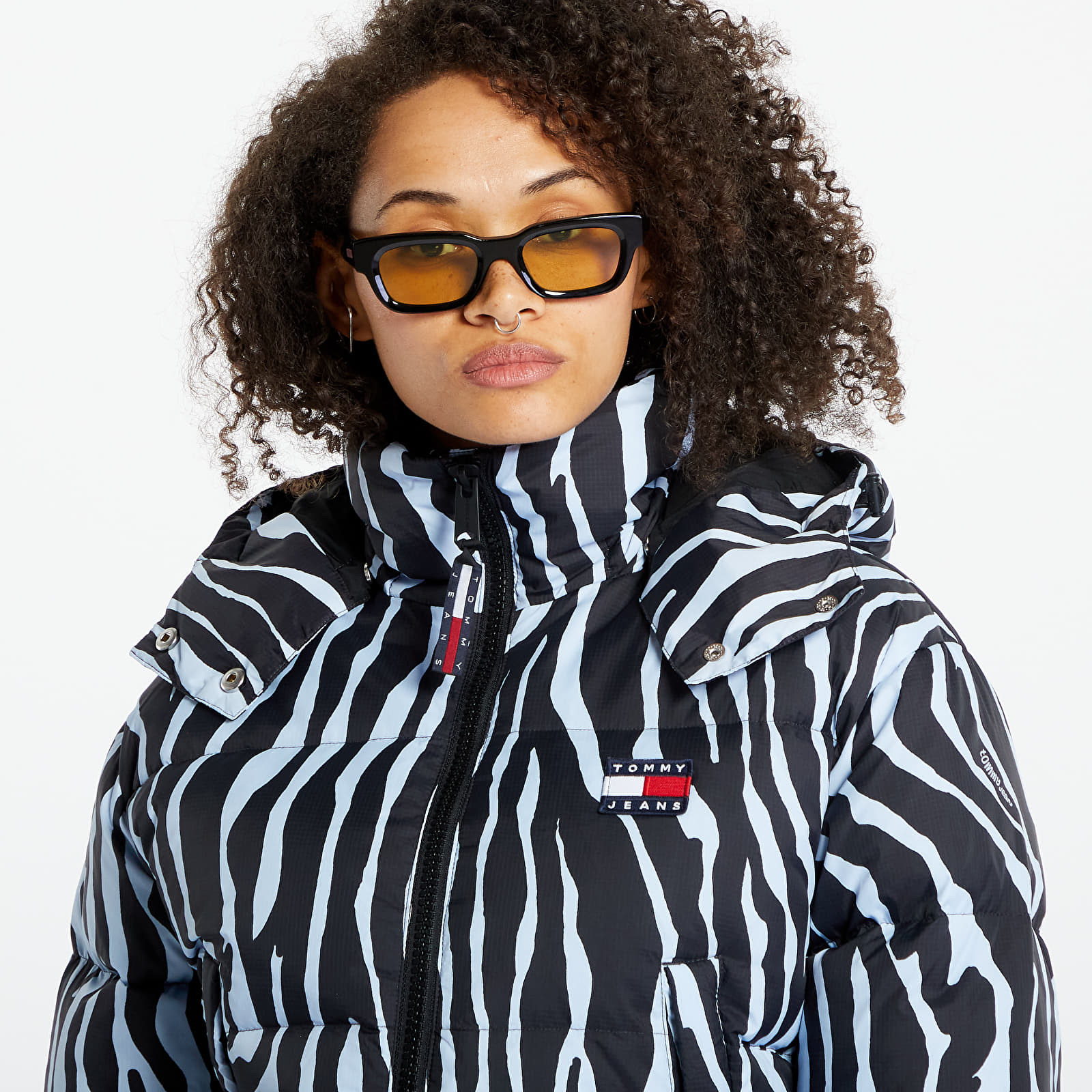 Μπουφάν Tommy Jeans Cropped Zebra Alaska Jacket Blue
