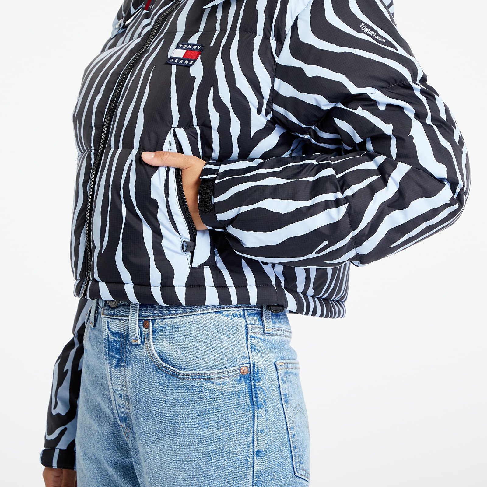 Μπουφάν Tommy Jeans Cropped Zebra Alaska Jacket Blue
