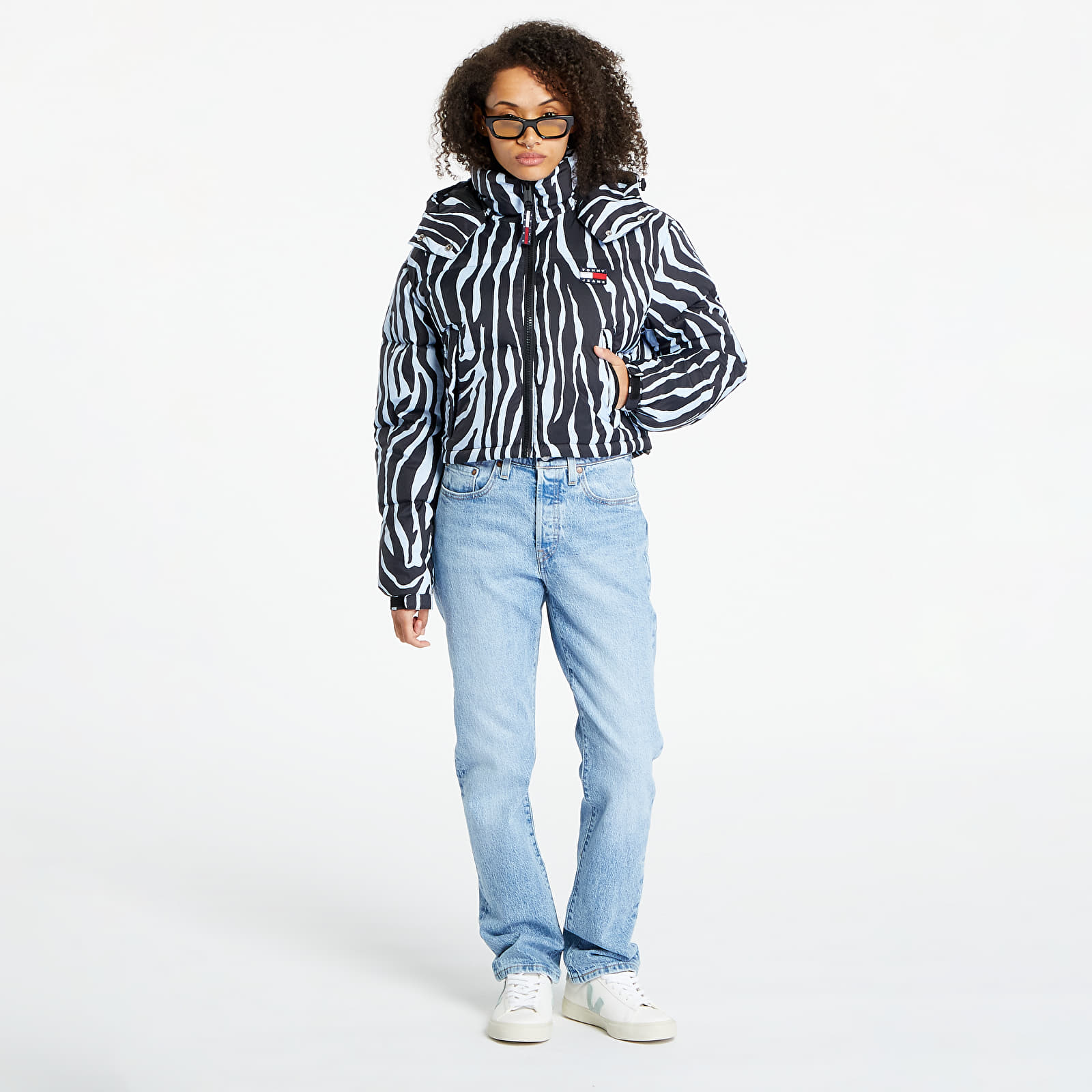 Μπουφάν Tommy Jeans Cropped Zebra Alaska Jacket Blue