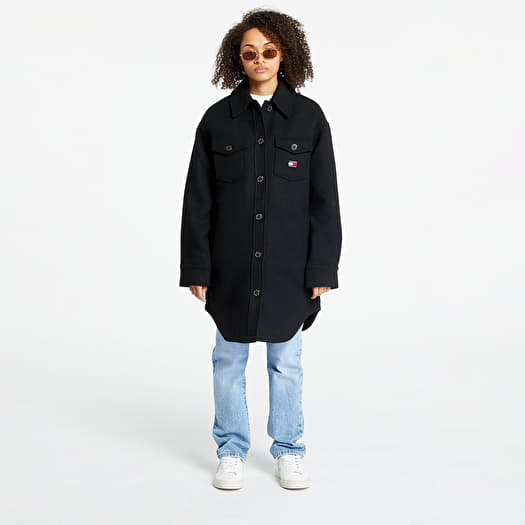 Kabát Tommy Jeans Wool Coat Black
