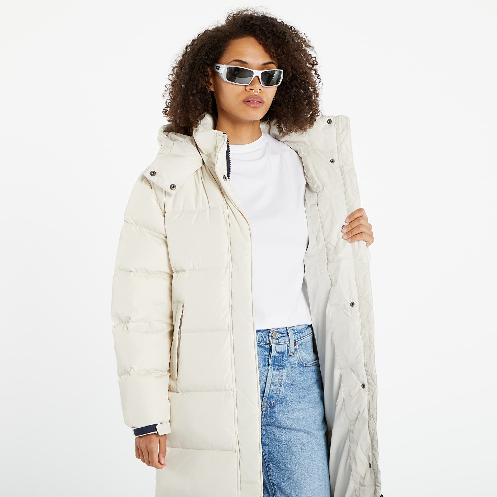 Παλτά Tommy Jeans Alaska Long Puffer Beige