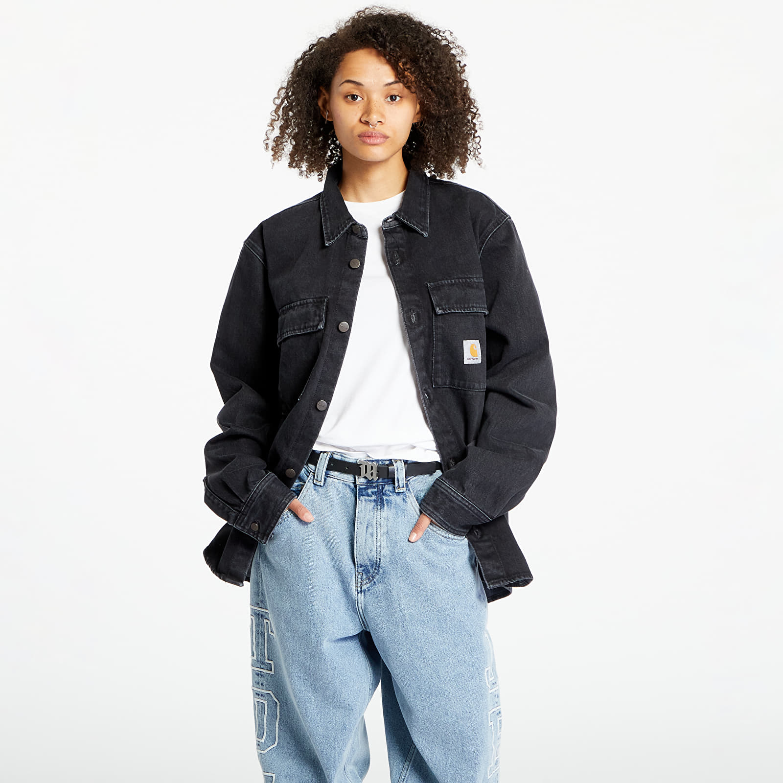 Overshirt Carhartt WIP Manny Shirt Jacket Black Stone Washed