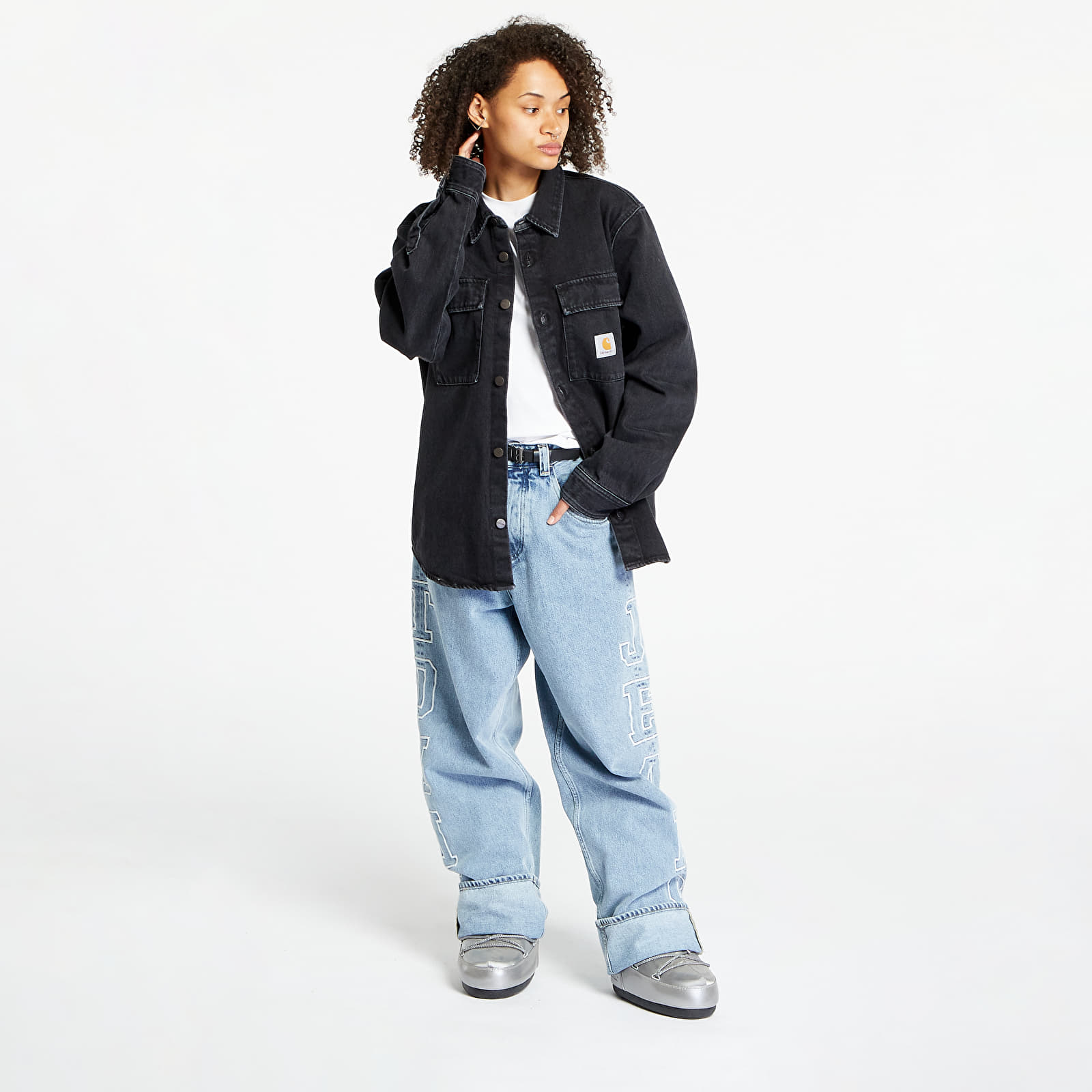 Overshirt Carhartt WIP Manny Shirt Jacket Black Stone Washed