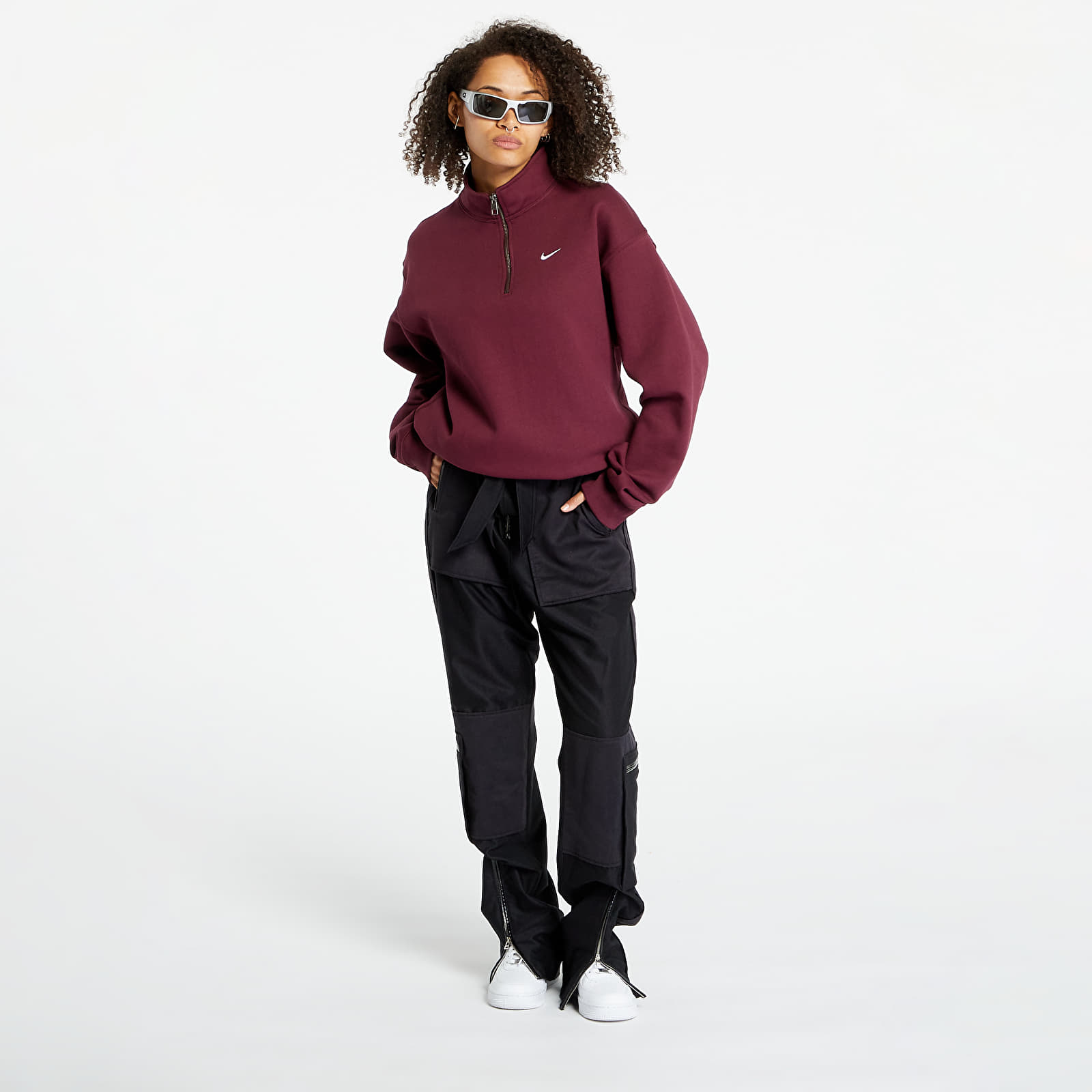 Φούτερ Nike Solo Swoosh Men's 1/4-Zip Top Night Maroon/ White