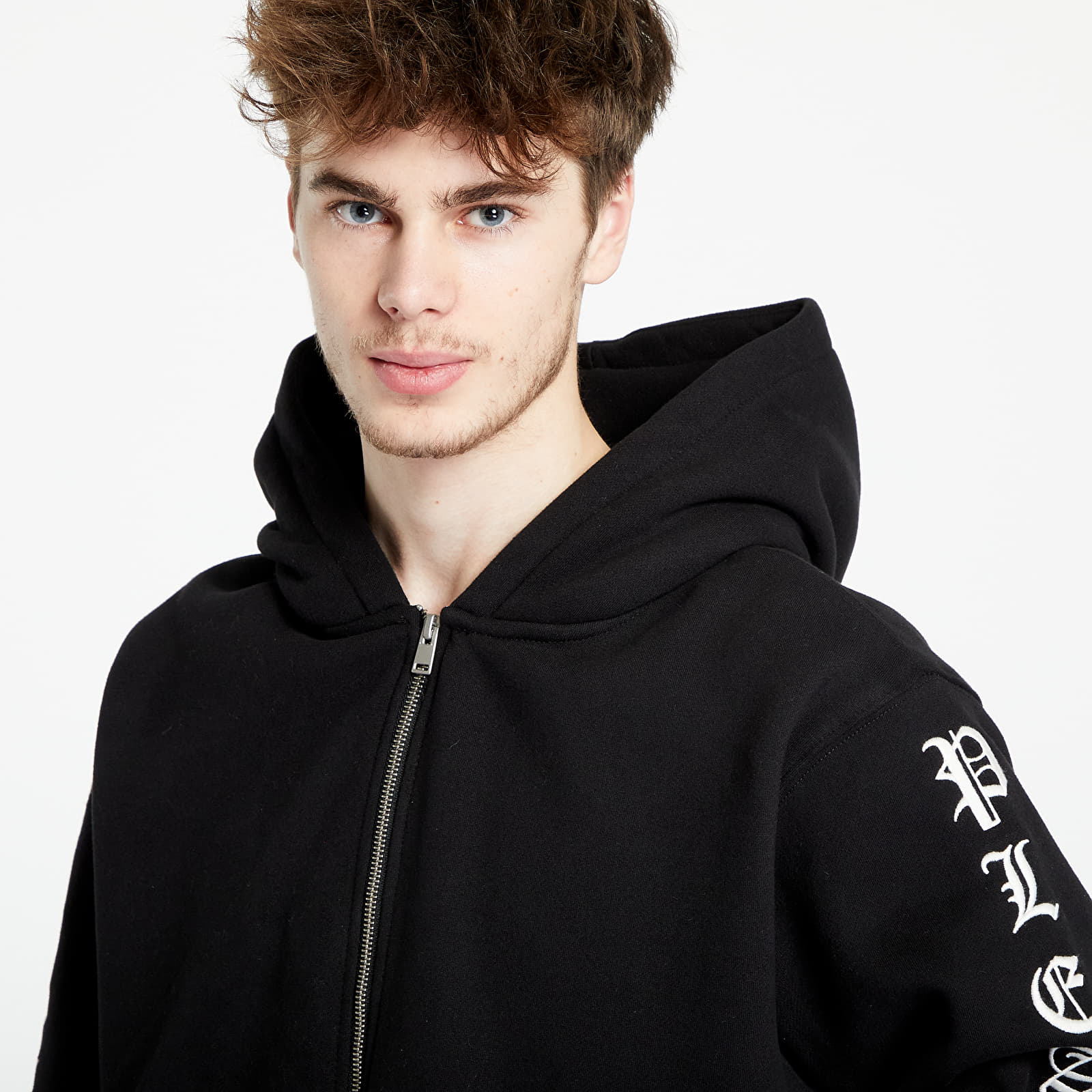 Kapucnis pulóverek és pulcsik PLEASURES Oe Zip Up Hooded Sweatshirt Black