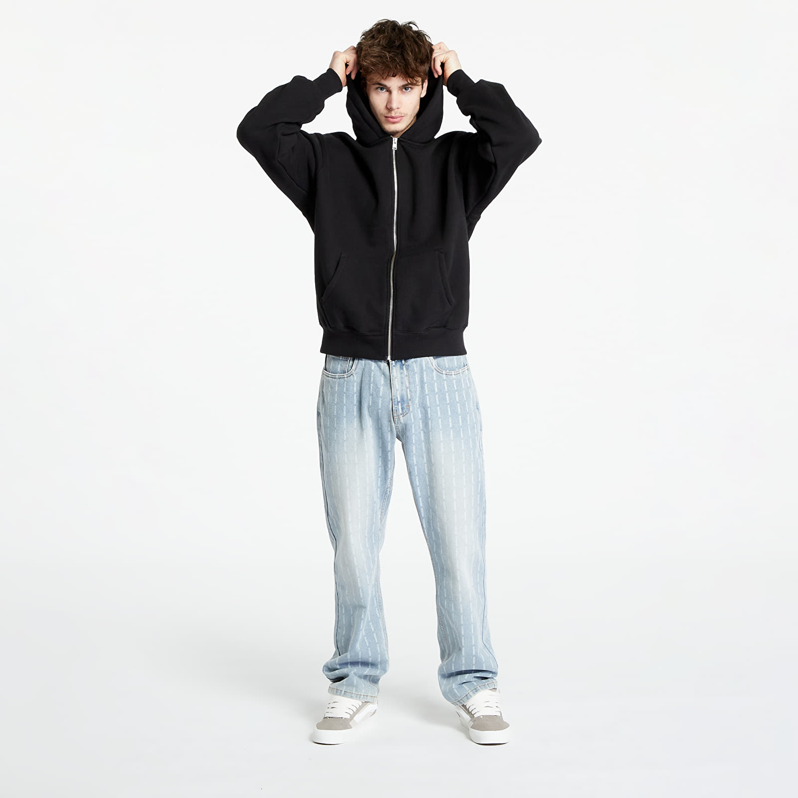 Kapucnis pulóverek és pulcsik PLEASURES Oe Zip Up Hooded Sweatshirt Black