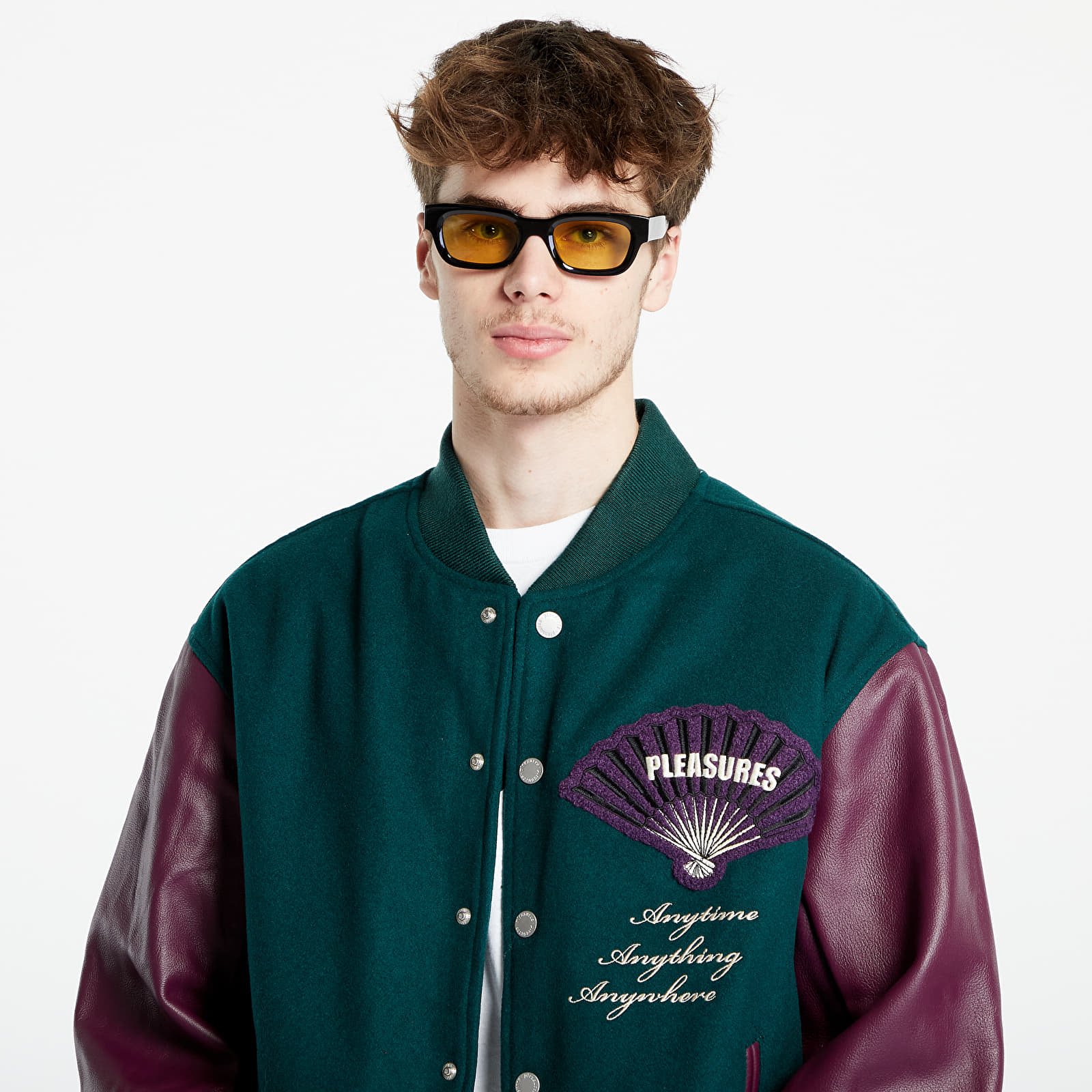 Bomber PLEASURES Fan Varsity Jacket Green