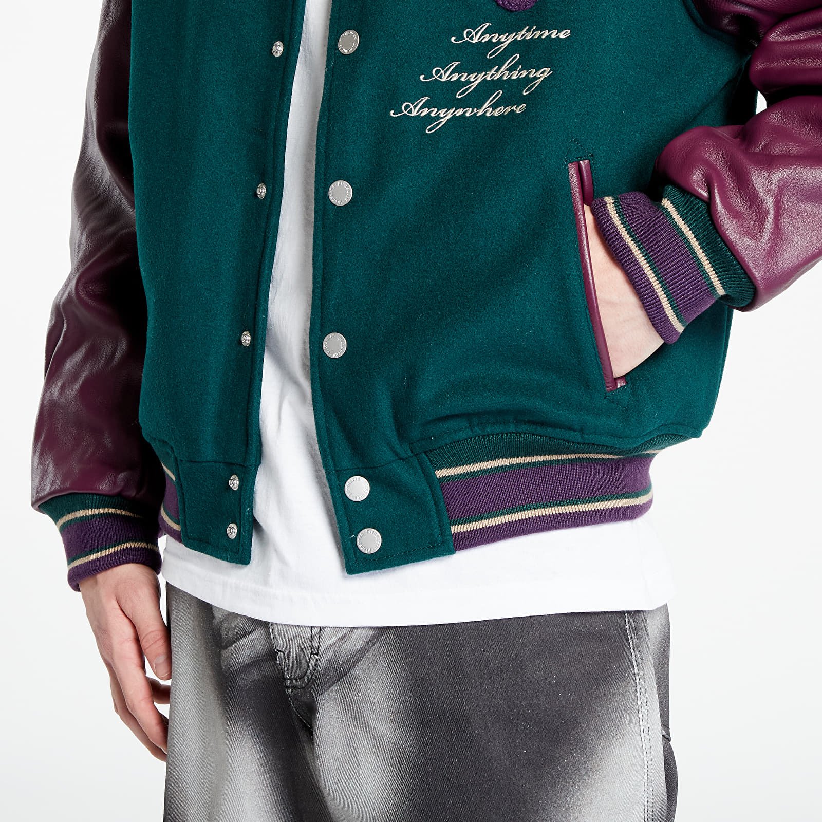 Bomber PLEASURES Fan Varsity Jacket Green