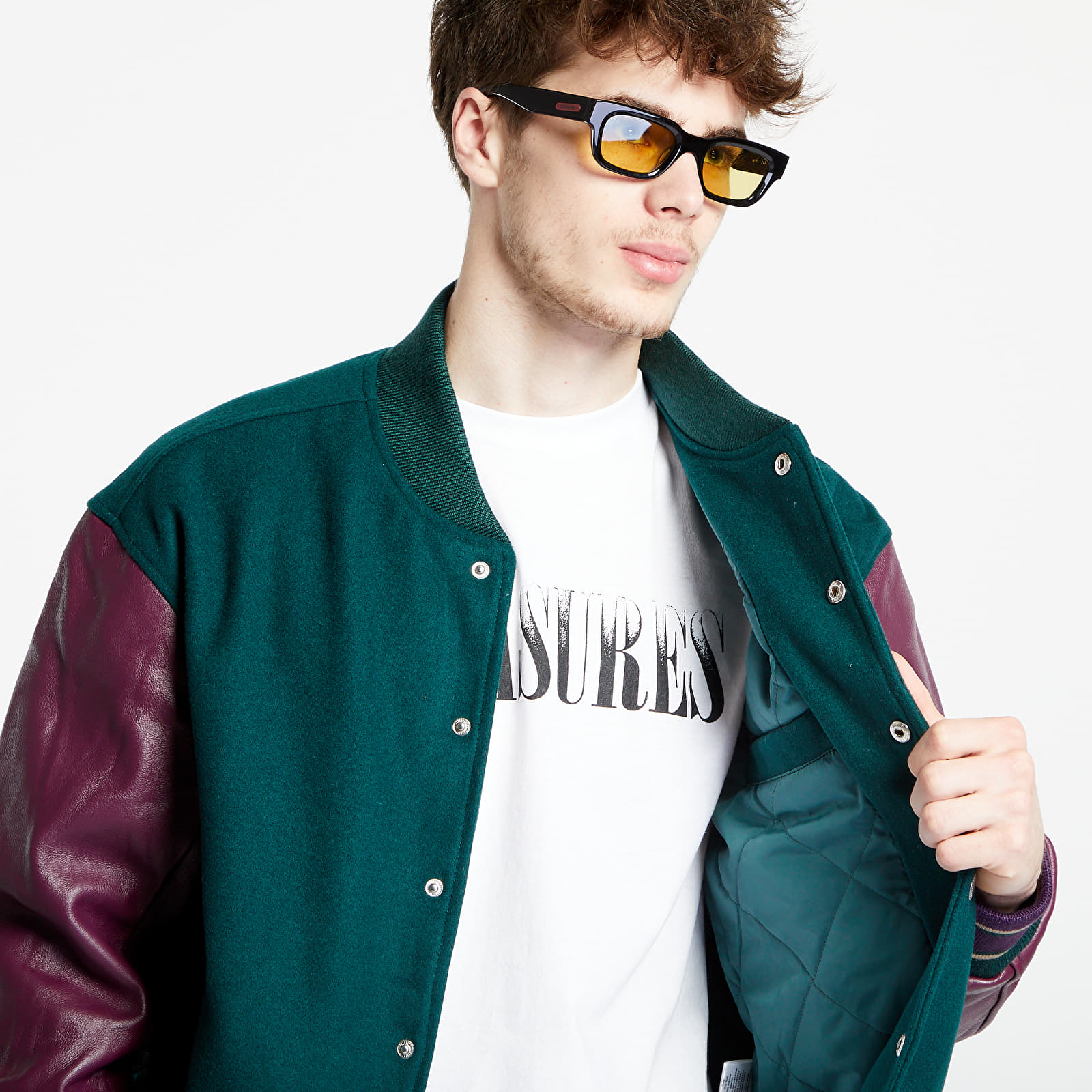 Bomber PLEASURES Fan Varsity Jacket Green