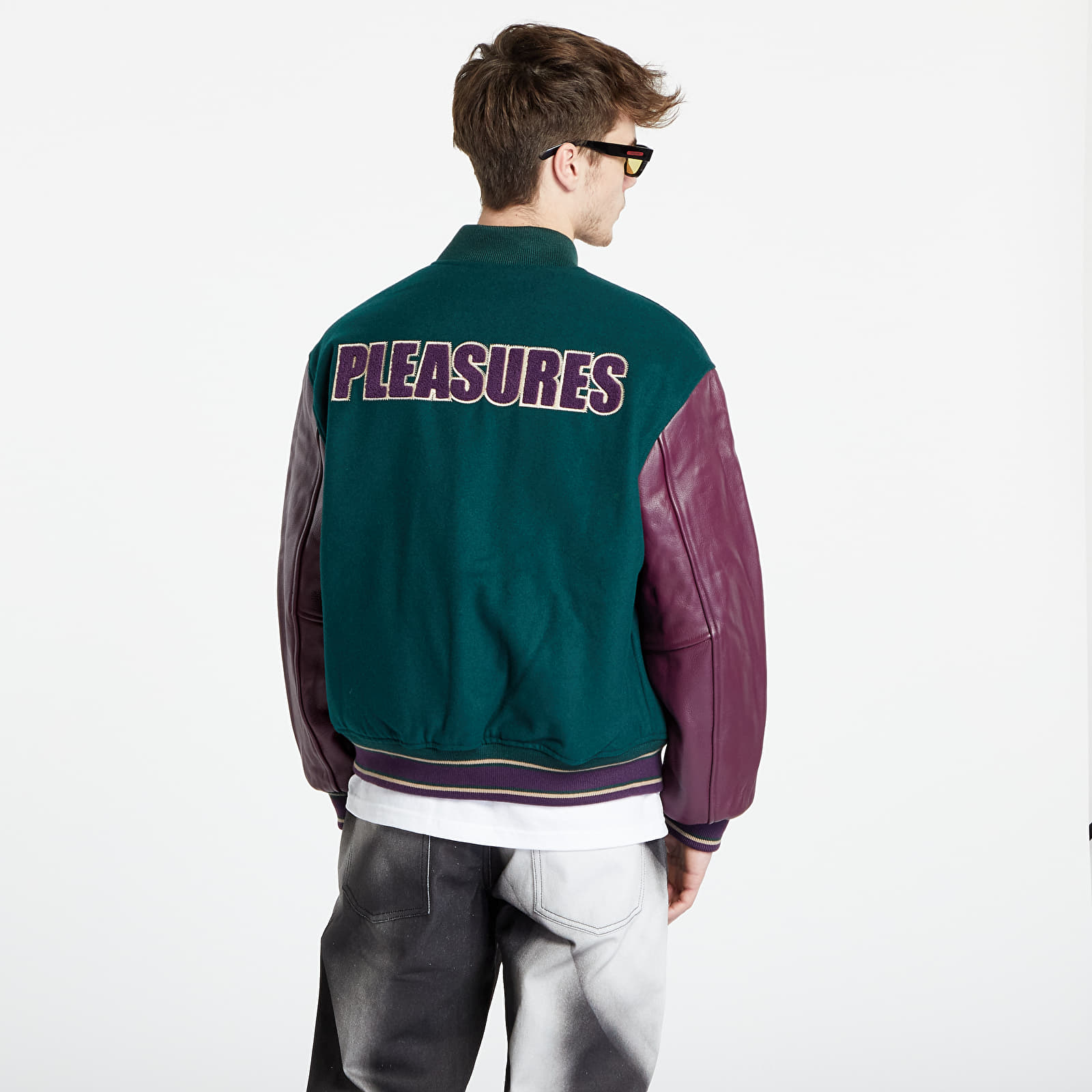 Bomber PLEASURES Fan Varsity Jacket Green