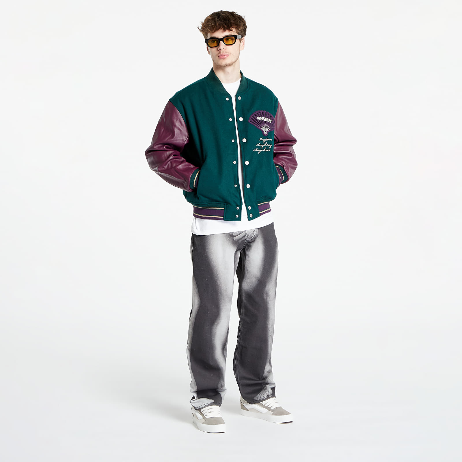 Bomber PLEASURES Fan Varsity Jacket Green