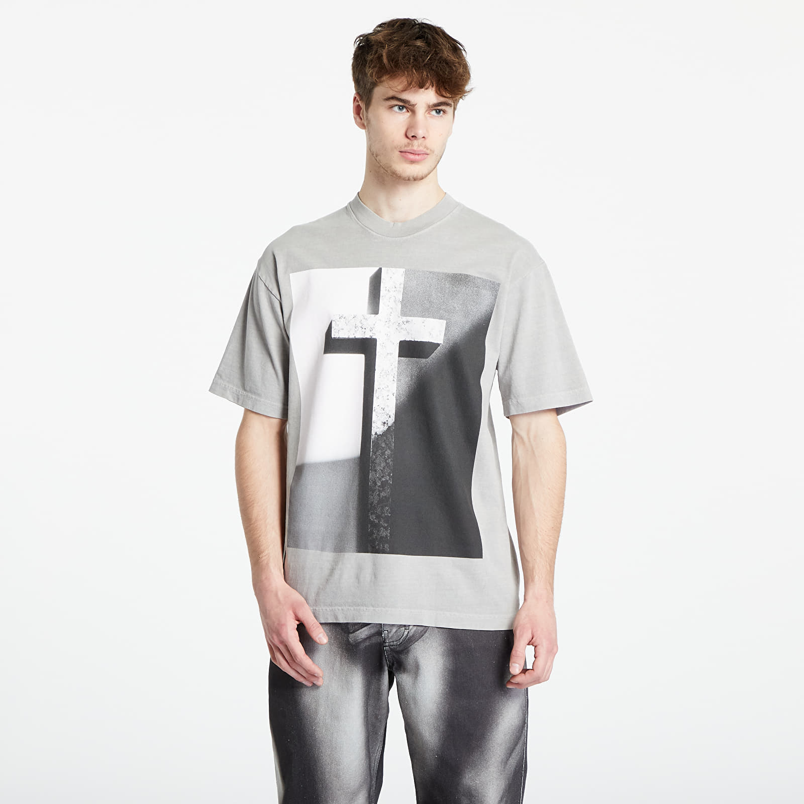 PLEASURES - cross t-shirt grey