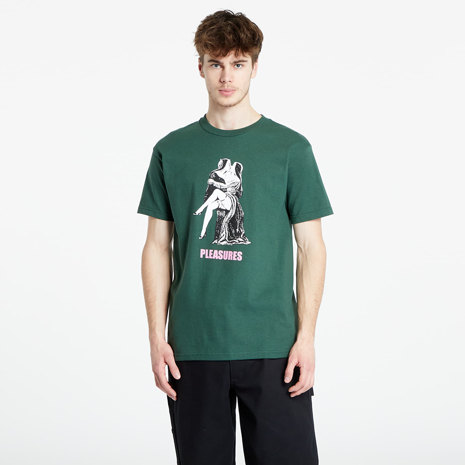 Levně PLEASURES French Kiss T-Shirt Hunter Green