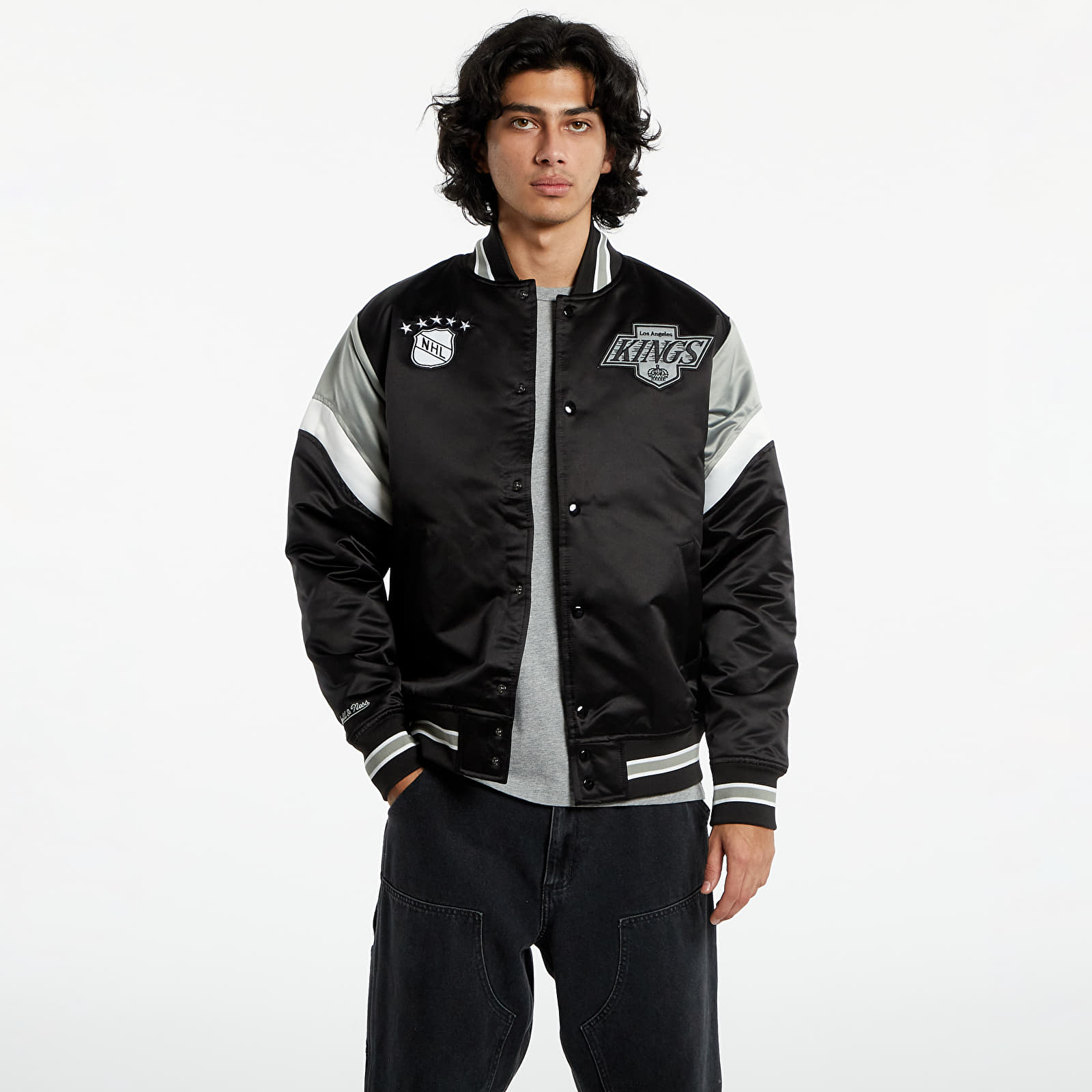 Jackets Mitchell & Ness NHL Heavyweight Satin Jacket Los Angeles Kings Black