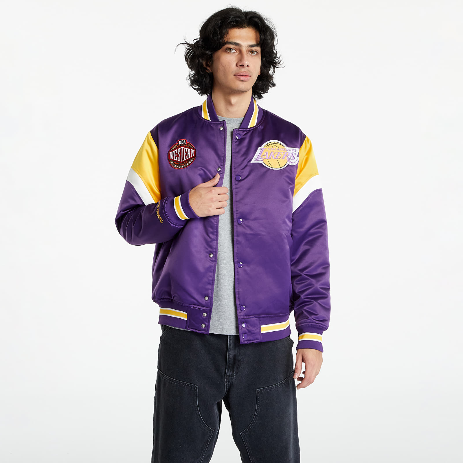 Bundy Mitchell & Ness NBA Heavyweight Satin Jacket Los Angeles Lakers Purple