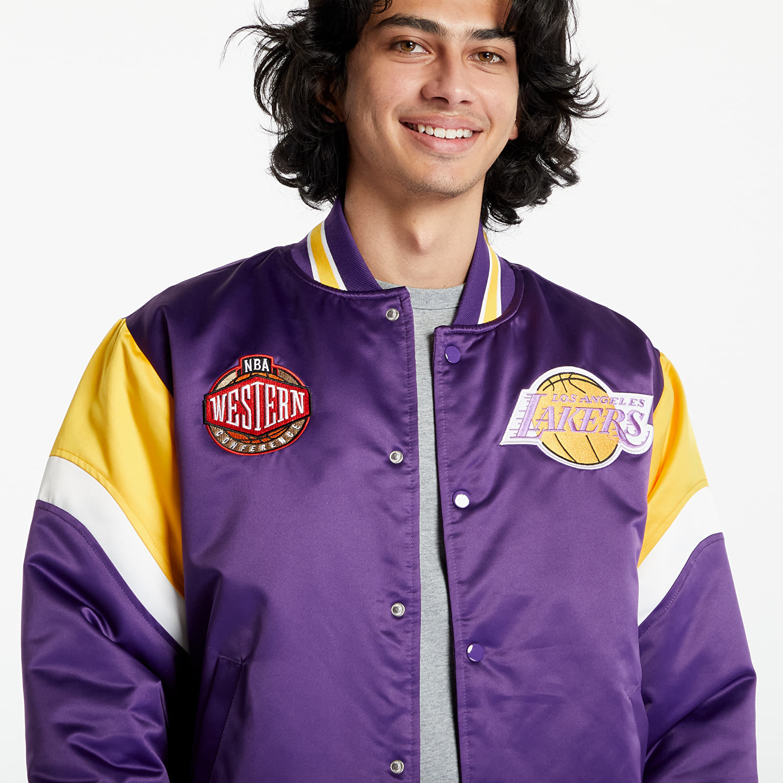 Bundy Mitchell & Ness NBA Heavyweight Satin Jacket Los Angeles Lakers Purple
