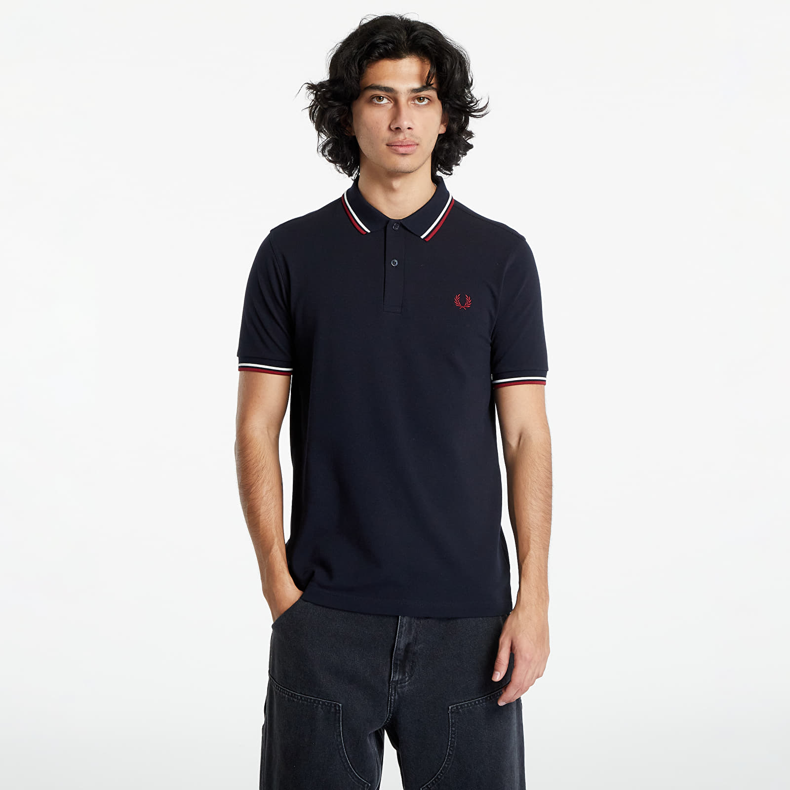 Тениски FRED PERRY Twin Tipped Fred Perry Shirt Nvy/ Swht/ Bntred