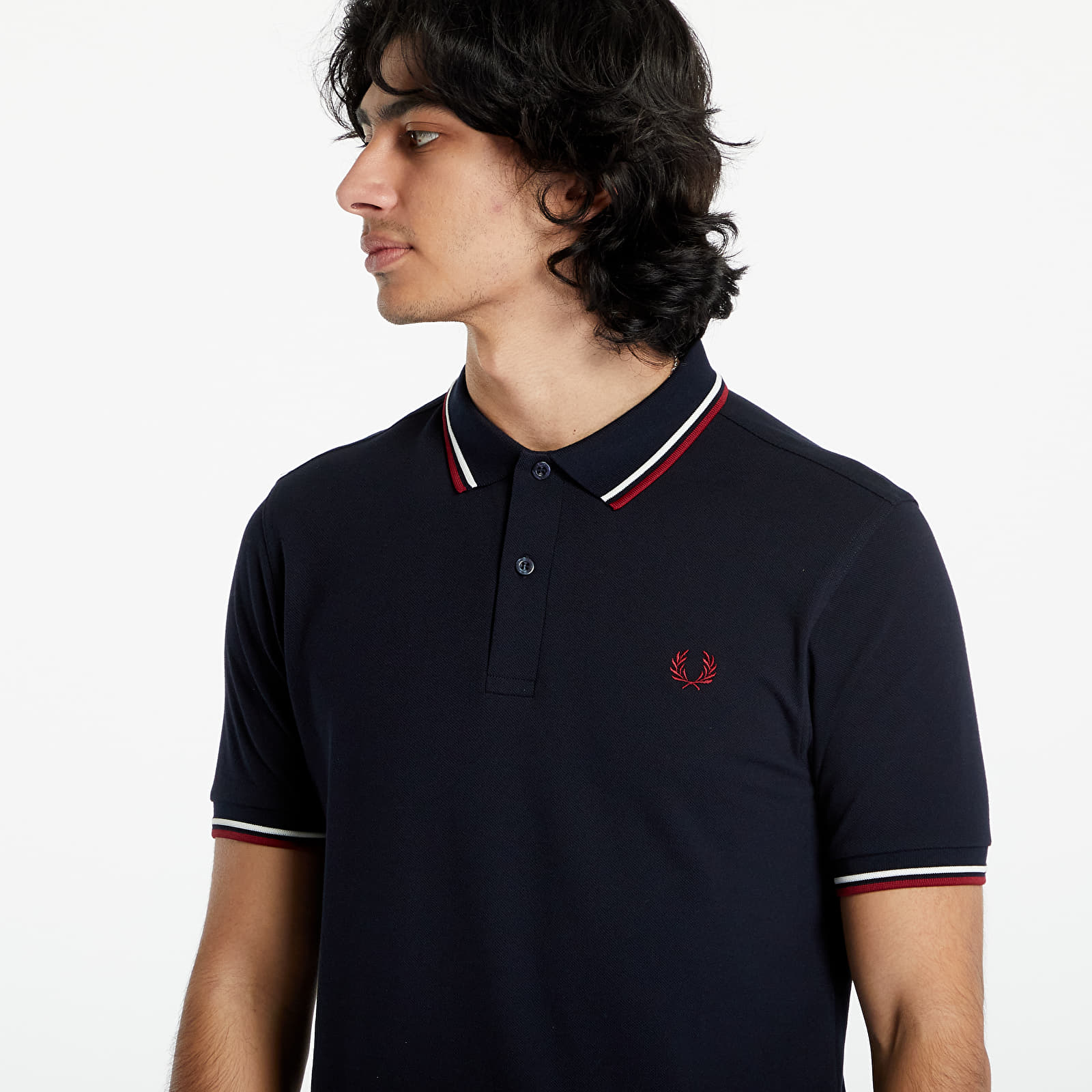 Tricouri  FRED PERRY Twin Tipped Fred Perry Shirt Nvy/ Swht/ Bntred