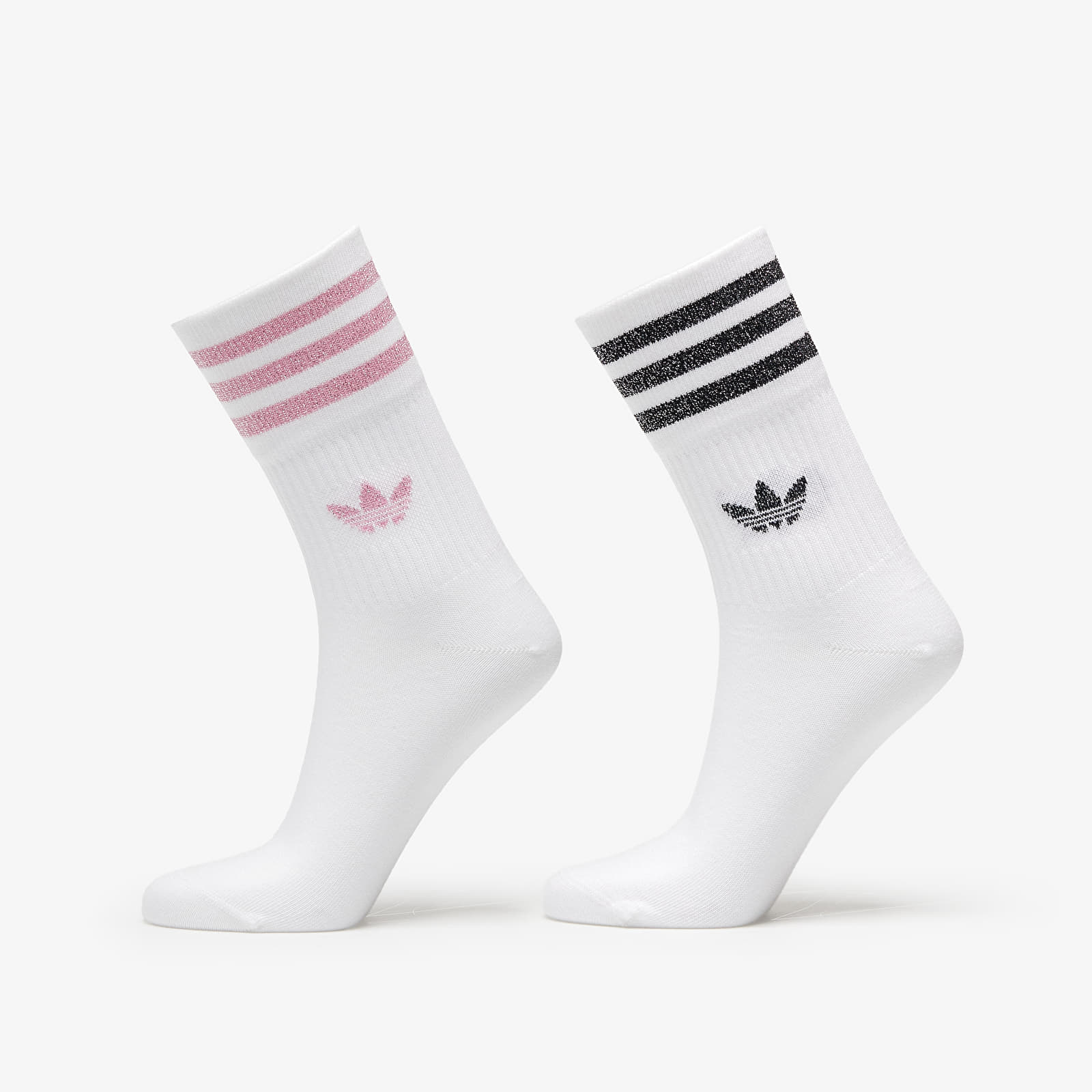 Socks adidas Mid-Cut Glitter Crew Socks 2-Pack White/ Bliss Pink/ Black