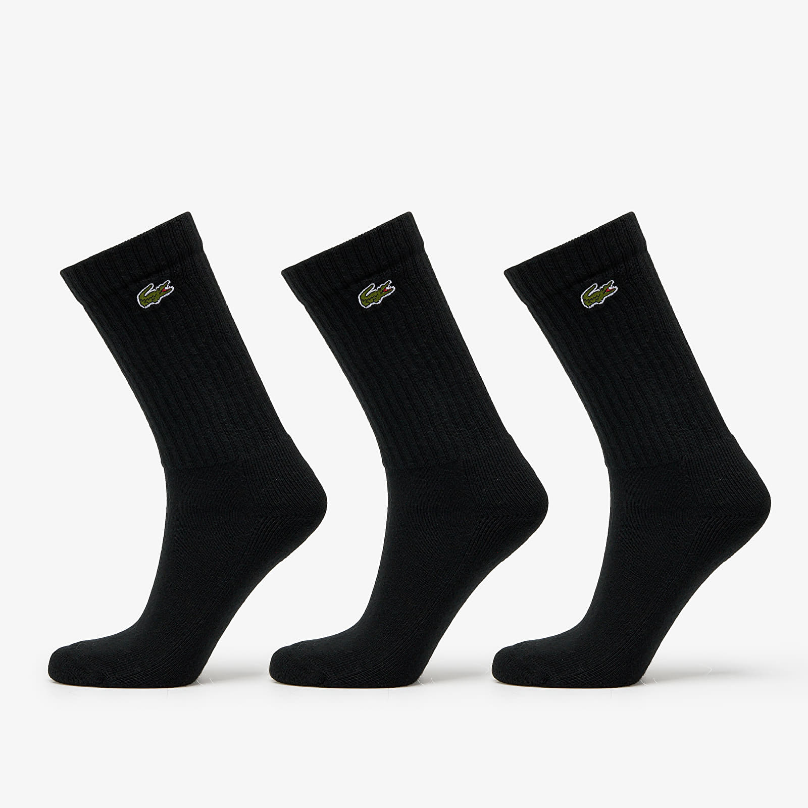 Čarape LACOSTE 3-Pack Crew Cut Socks Black