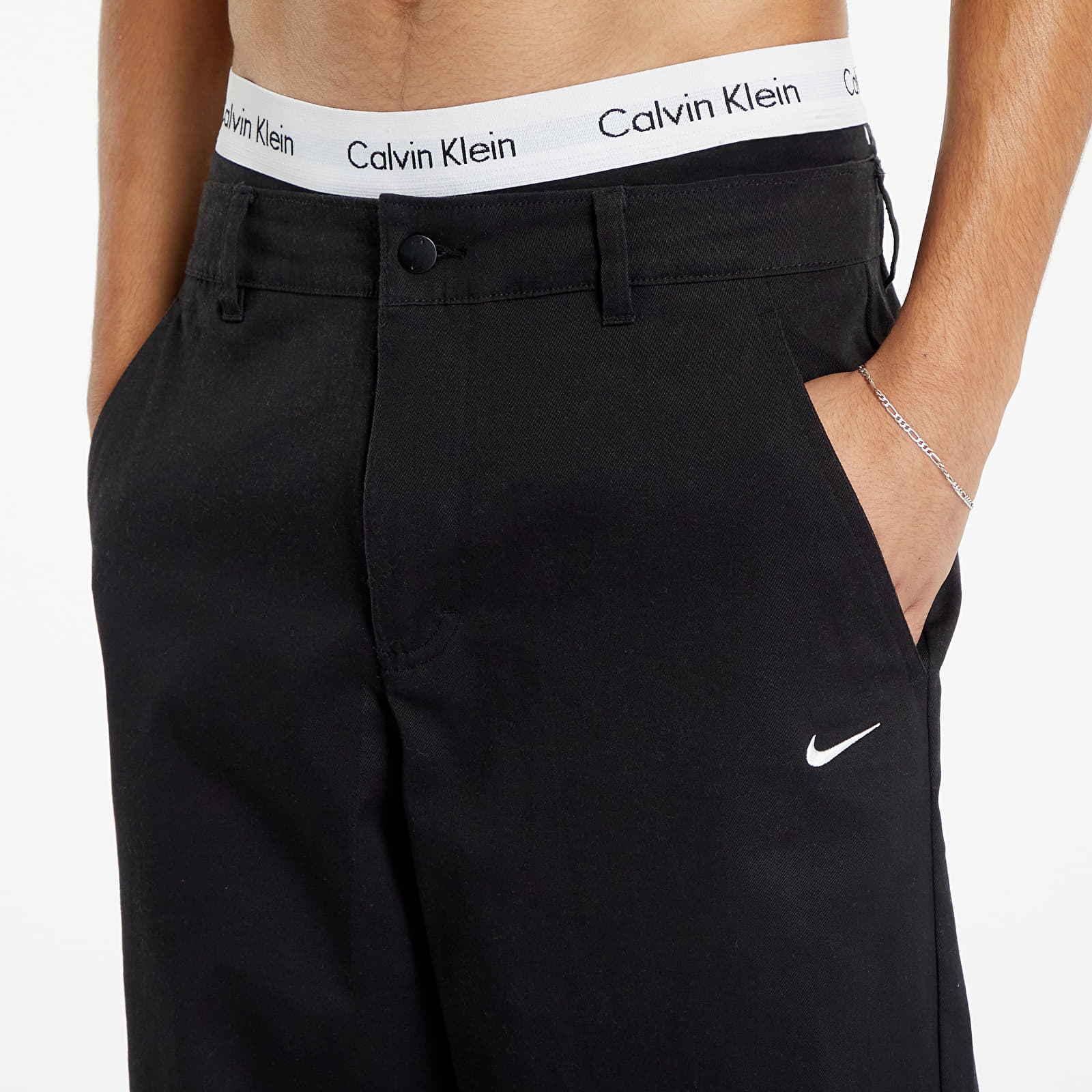 Broeken en spijkerbroeken Nike Life Men's El Chino Pants Black/ White