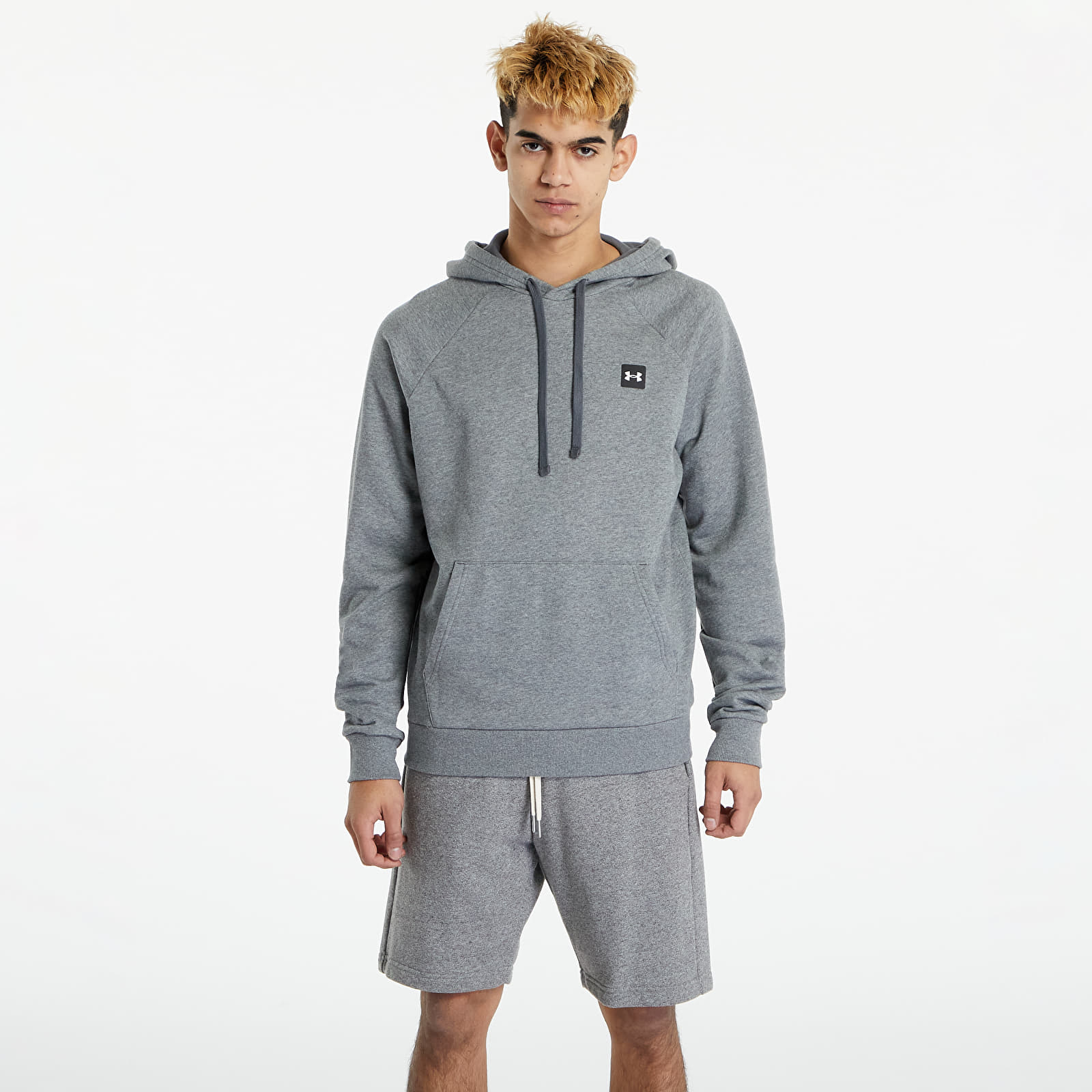 Mikiny a svetre Under Armour Rival Fleece Hoodie Pitch Gray Light Heather/ Onyx White