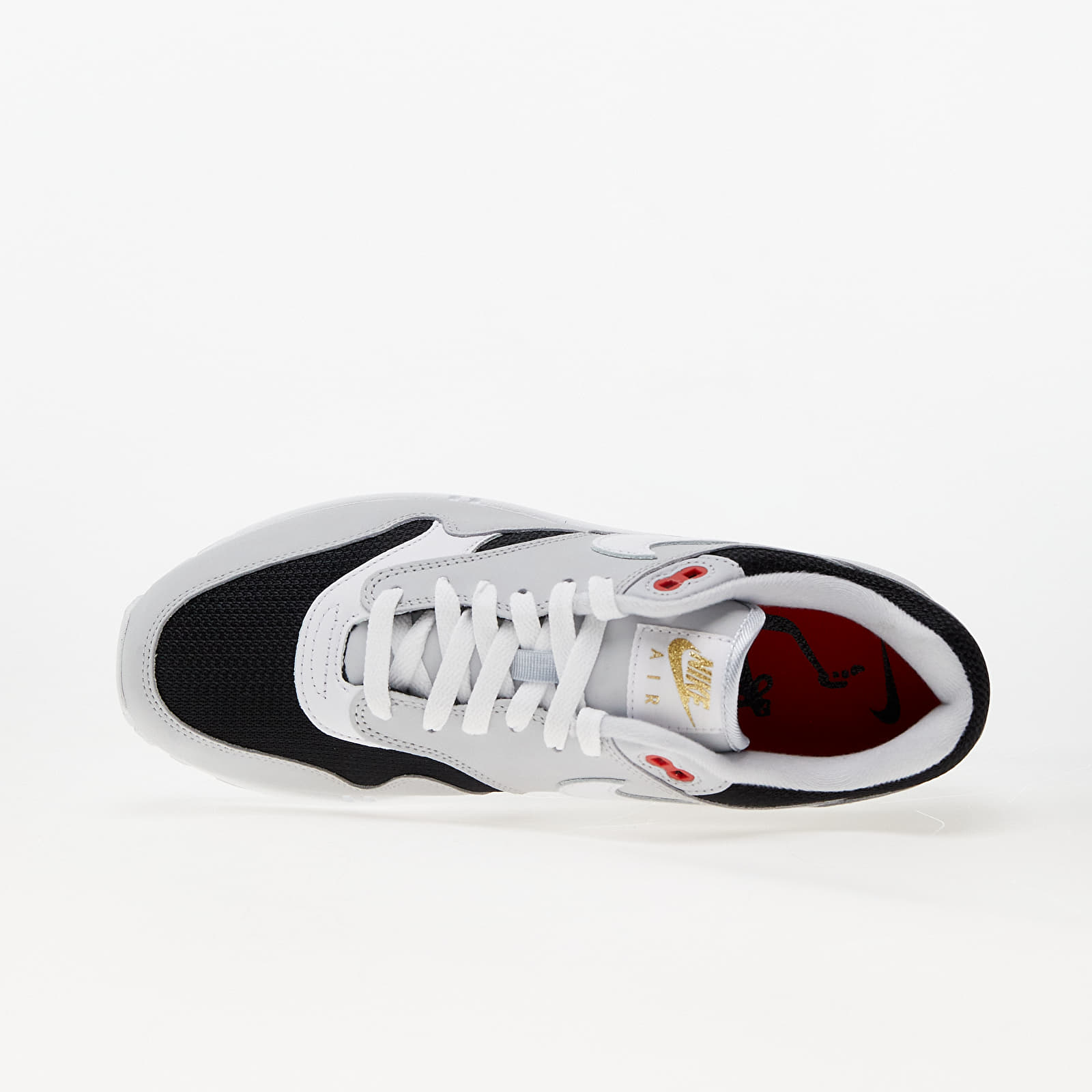 Herren Sneaker und Schuhe Nike Air Max 1 Premium Pure Platinum White Black Sport Red Footshop