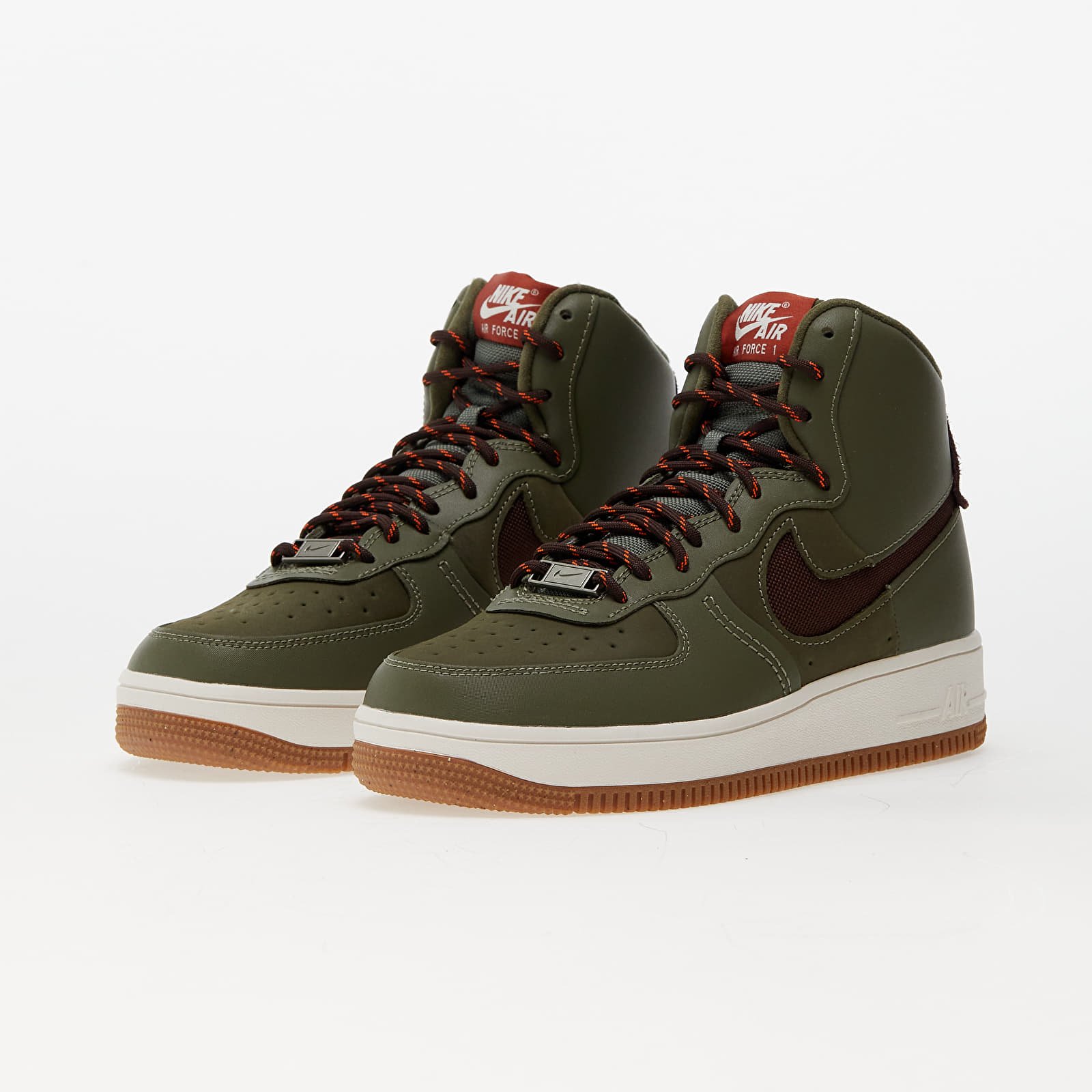 Încălțăminte și sneakerși pentru femei Nike W Air Force 1 Sculpt Wild Medium Olive/ Earth-Phantom-Gum Med Brown