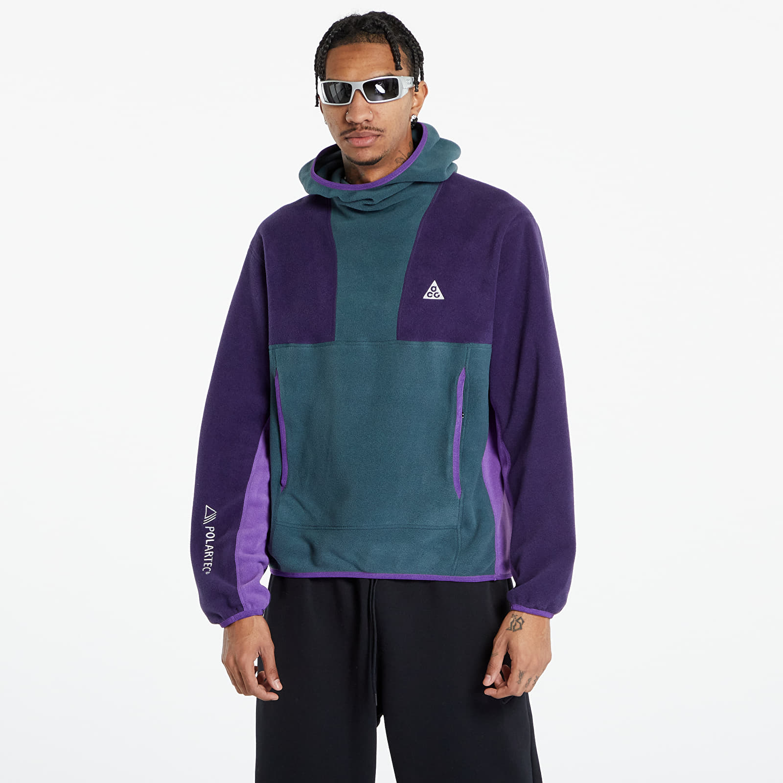Mikiny Nike ACG "Wolf Tree" Men's Pullover Hoodie Deep Jungle/ Purple Ink/ Summit White