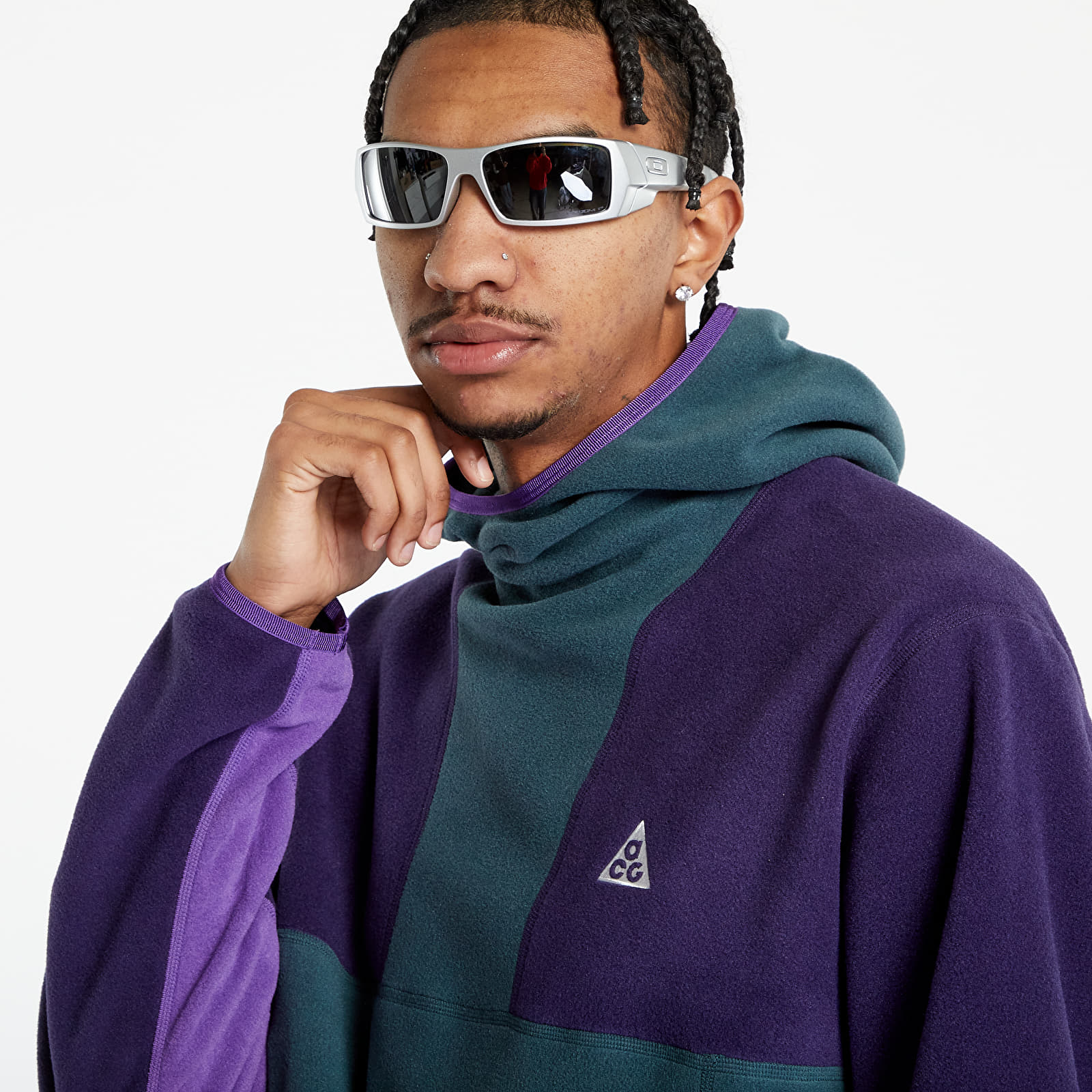 Mikiny Nike ACG "Wolf Tree" Men's Pullover Hoodie Deep Jungle/ Purple Ink/ Summit White