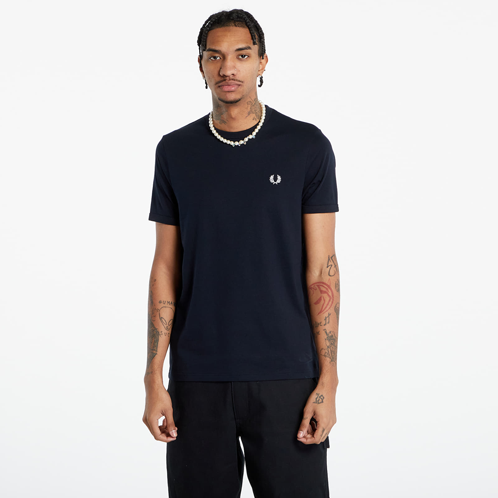 Koszulki FRED PERRY Ringer T-Shirt Navy