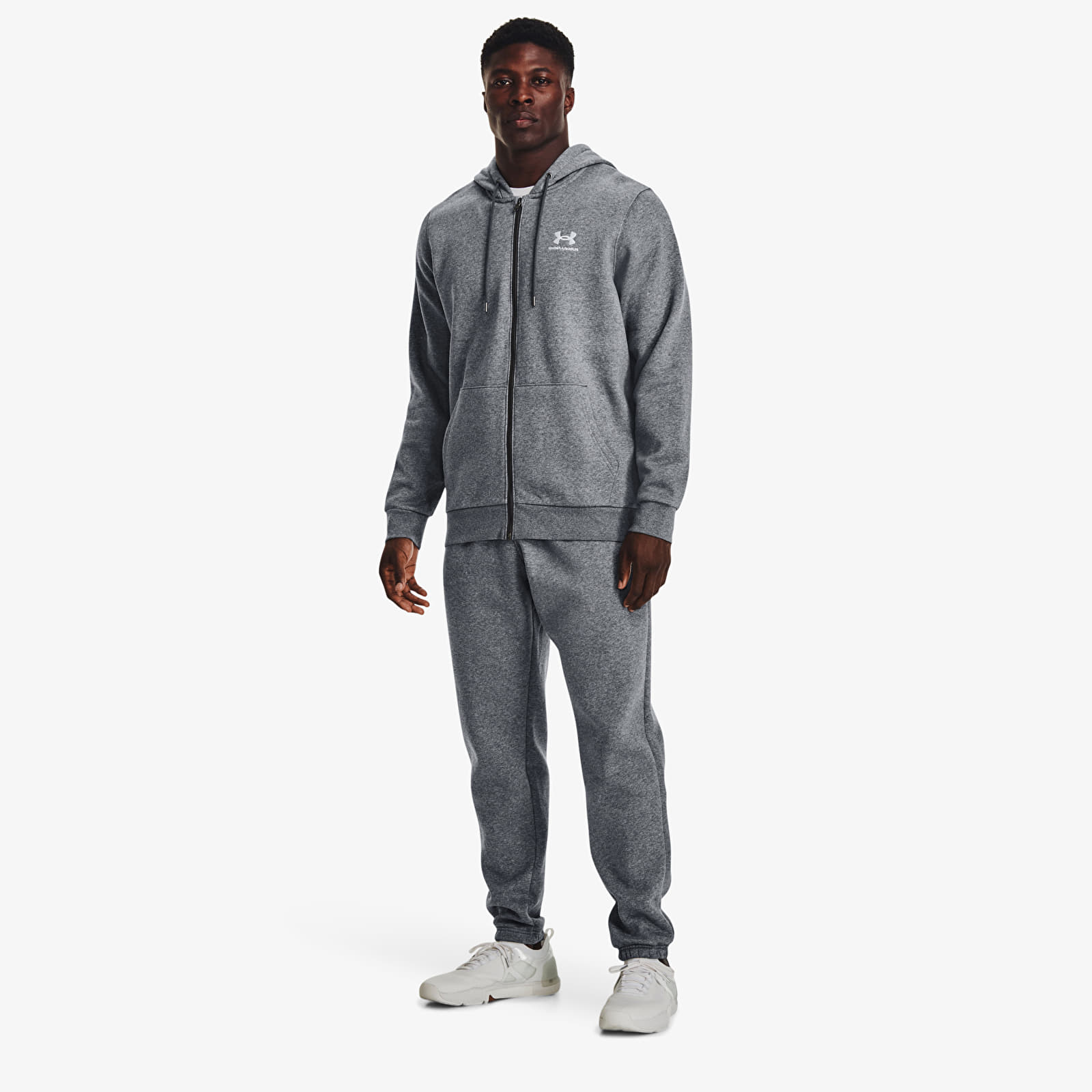 Mikiny Under Armour Essential Fleece Fz Hood Gray