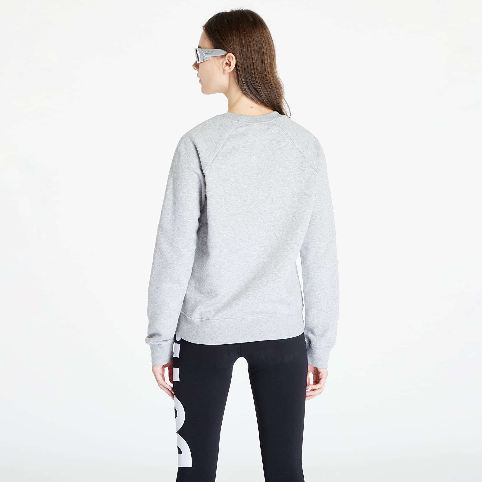 Mikiny Nike NSW Essential Fleece Graphic Crew Dk Grey Heather/ White