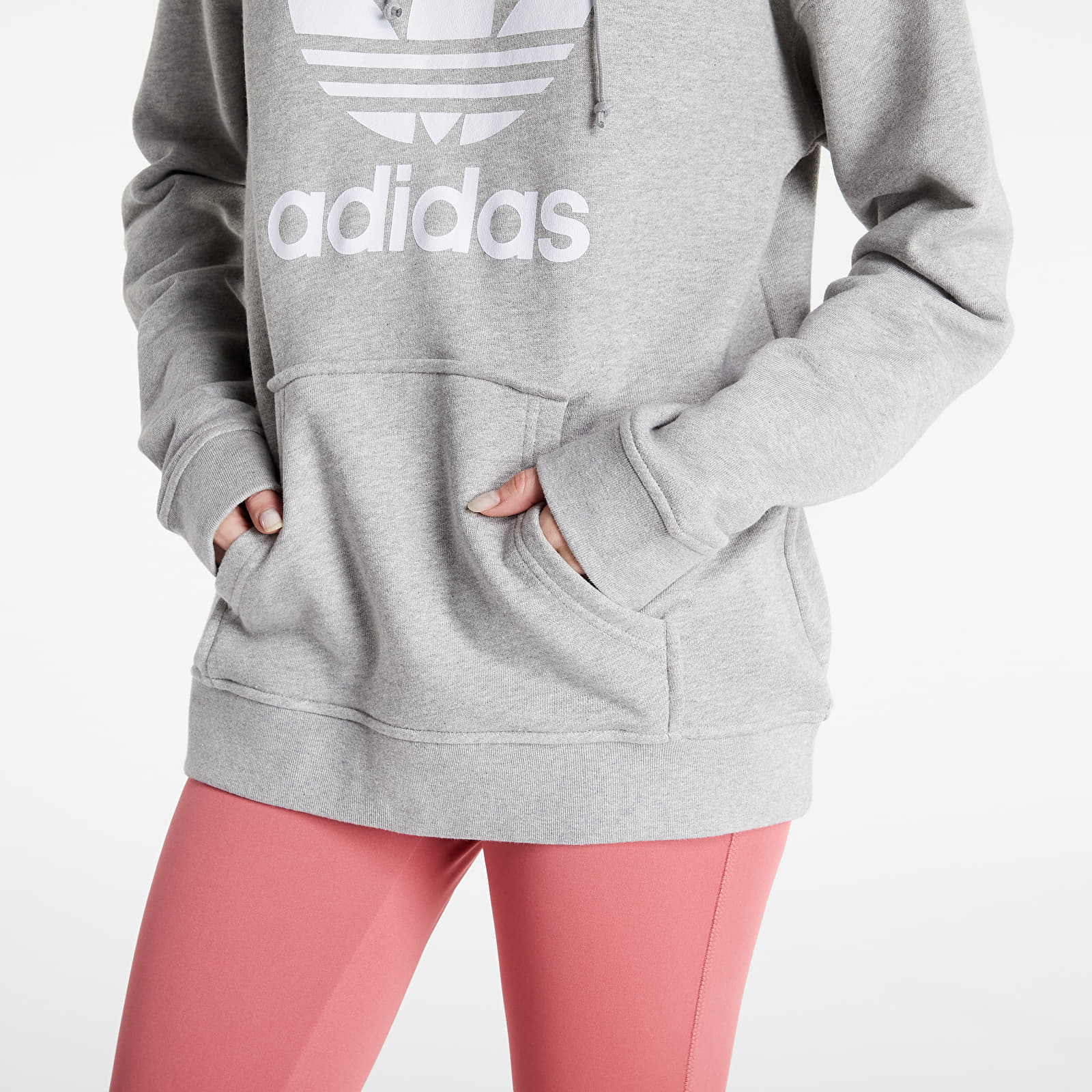 Adidas trefoil hoodie grey online