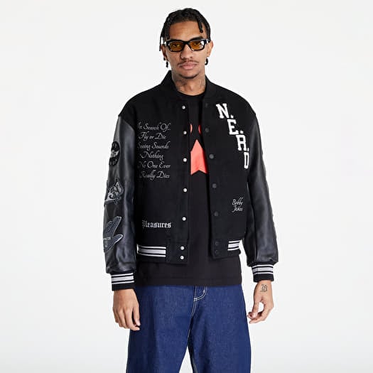 Bomber Jackets PLEASURES x N.E.R.D Varsity Bomber Jacket Black