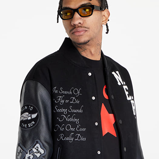 Black varsity best sale bomber jacket