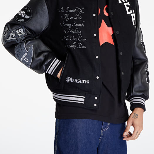 Bomber Jackets PLEASURES x N.E.R.D Varsity Bomber Jacket Black
