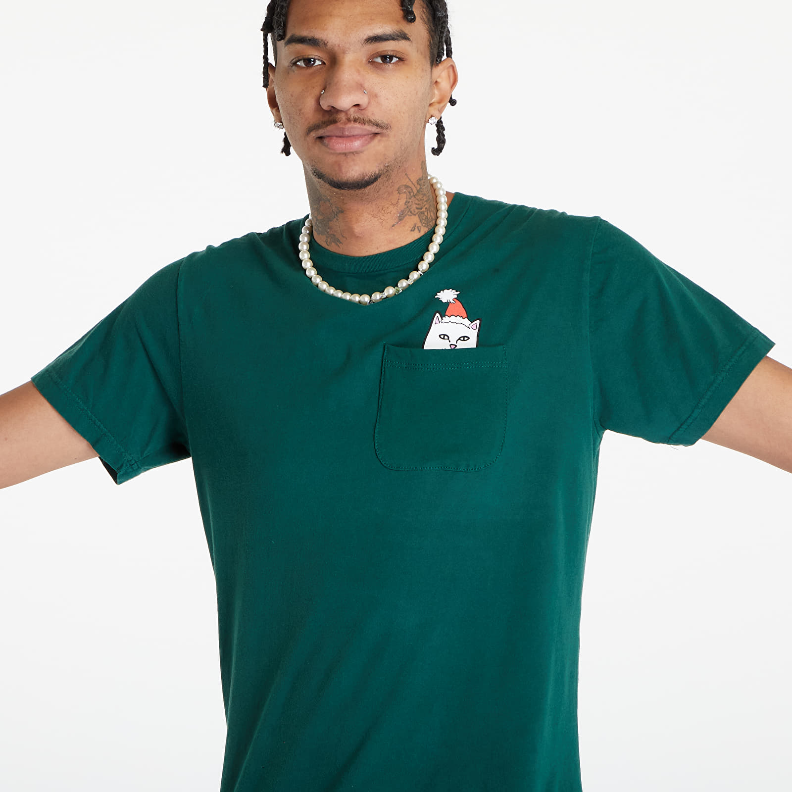 Trička RIPNDIP Lord Santa Pocket Tee Hunter Green