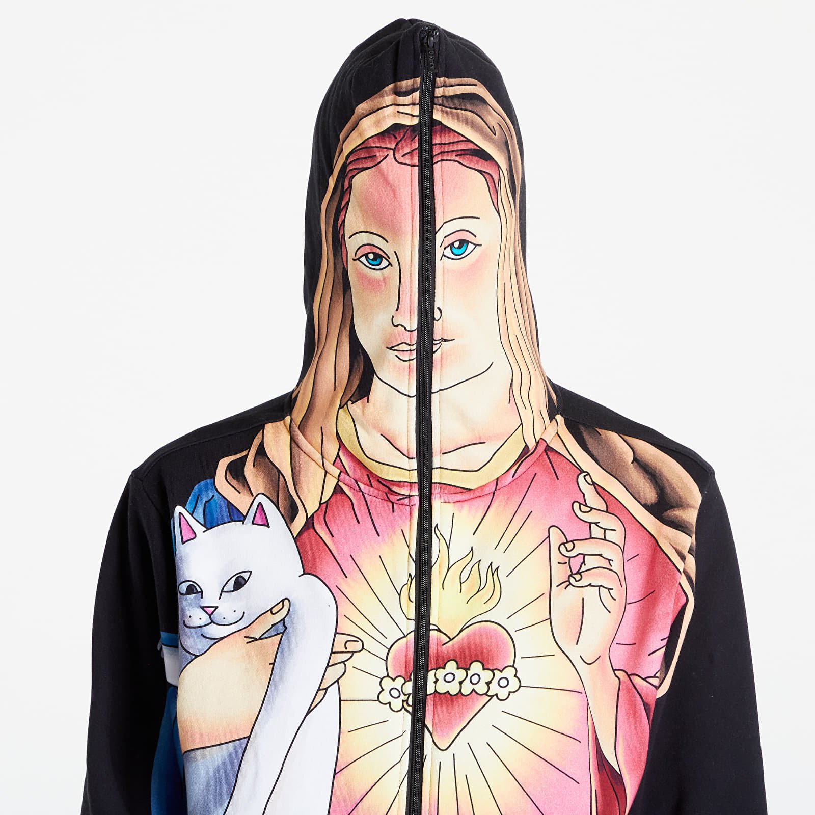 Mikiny RIPNDIP Mother Mary Full Zip Hoodie Black
