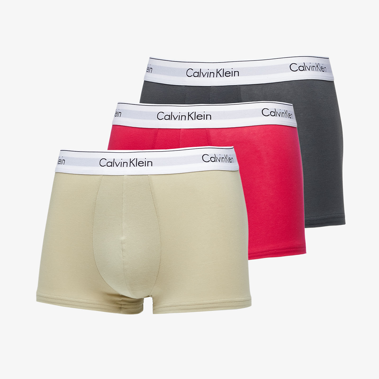 Levně Calvin Klein Modern Cotton Stretch Trunk 3-Pack Virtual Red/ Iron Gate/ Eucalyptus