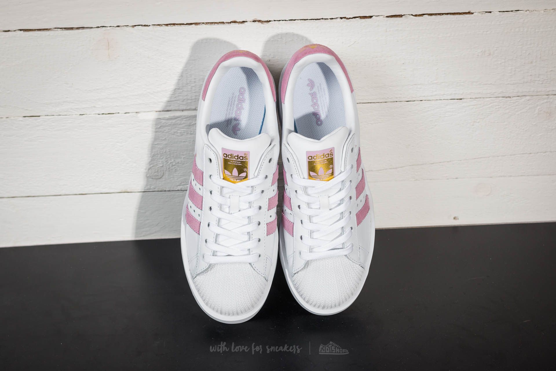 Rose gold adidas superstars white on sale