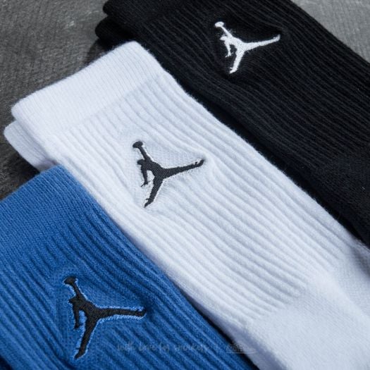Socken Jordan Jumpman 3 Pack Crew Socks Black White Blue Footshop