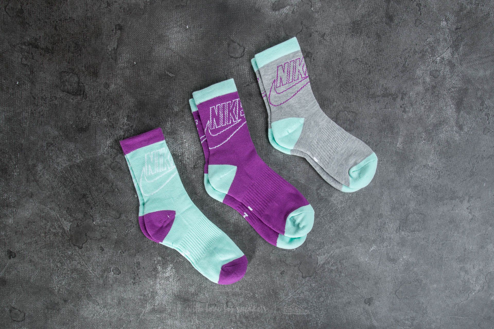 Calzetti Nike Sportswear 3 Pack Striped Low Socks Purple/ Mint/ Grey