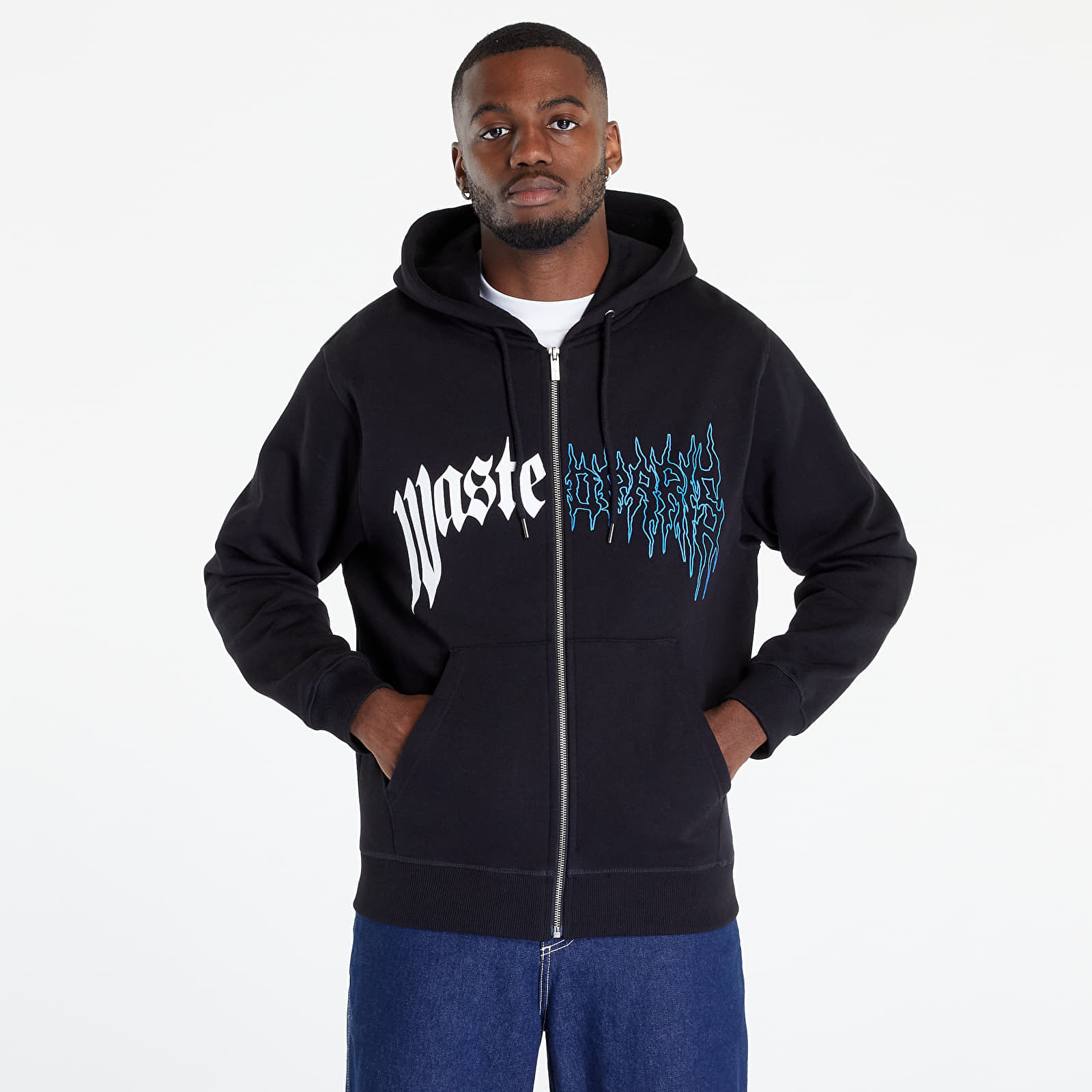 Felpe con cappuccio uomo Wasted Paris Hoodie Zip Dark Pitcher Black