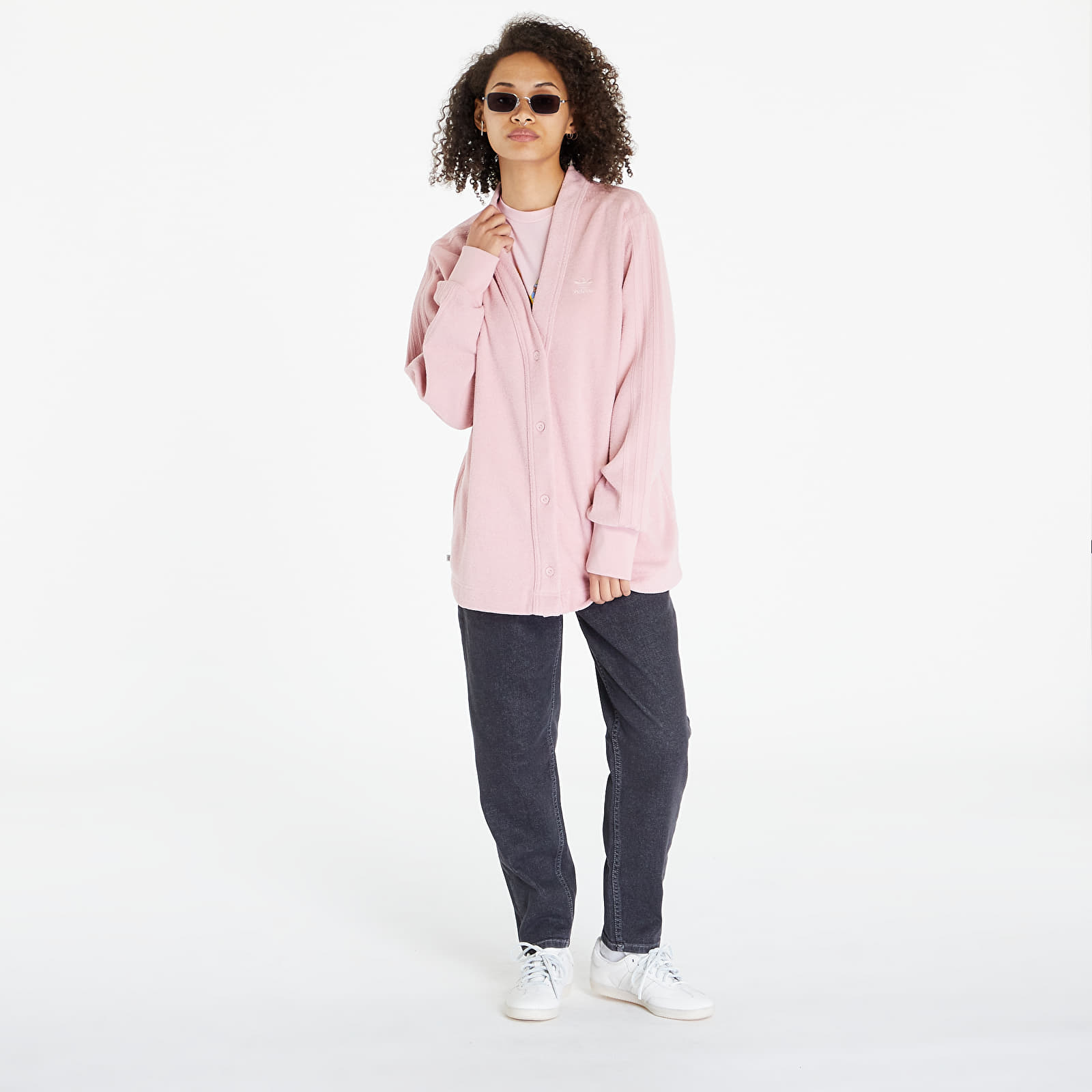 Svetry adidas Soft Loose Cardigan Sweater Wonder Mauve