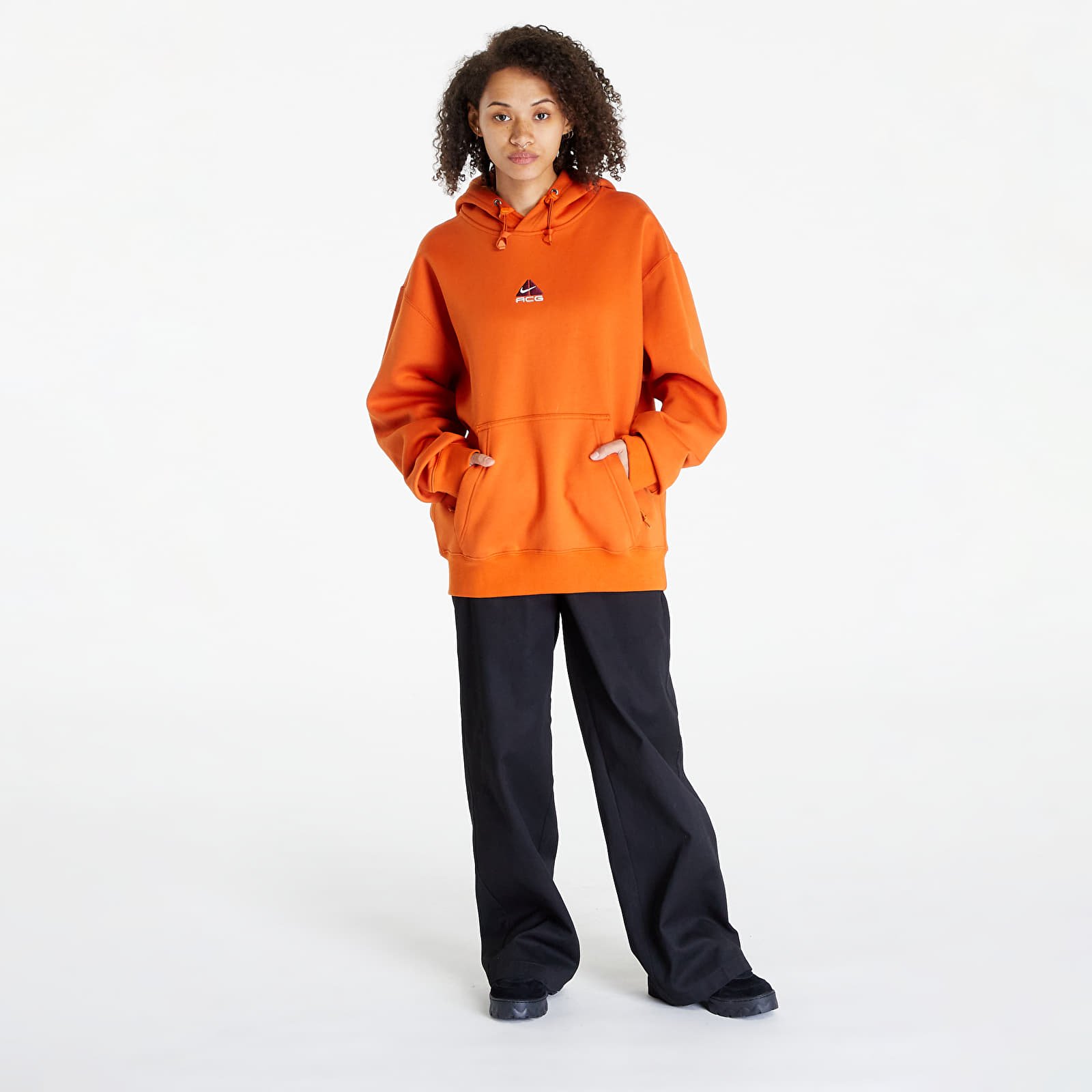Mikiny Nike ACG Therma-FIT Fleece Pullover Hoodie UNISEX Campfire Orange/ Summit White