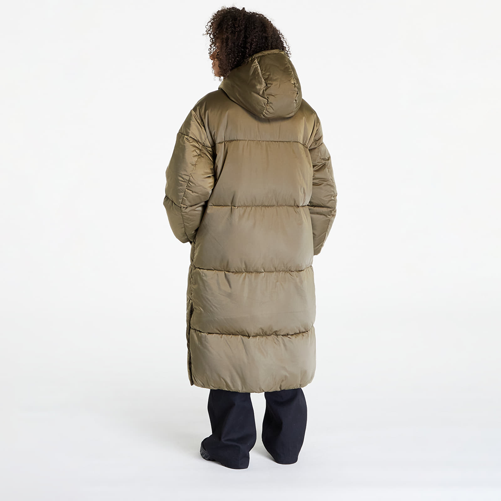 Frakker Tommy Jeans Long Satin Puffer Green